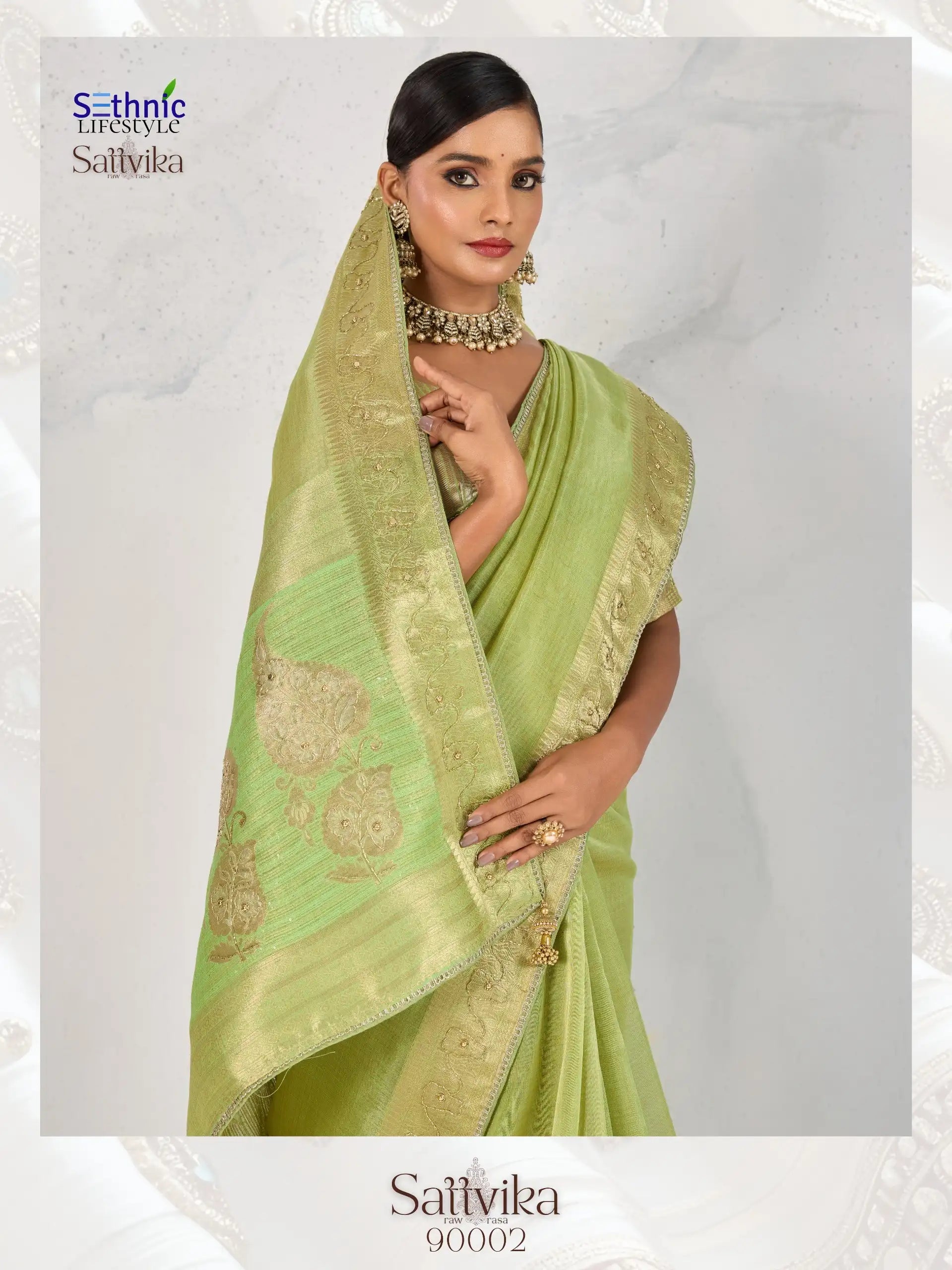 Sethnic Lifestyle Sarees Feature Premium Tissue Linen Fabric Enhanced With A Woven