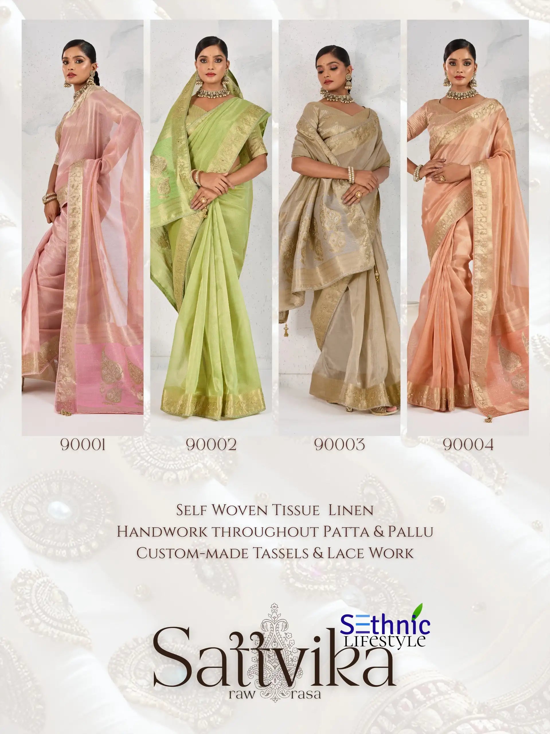 Sethnic Lifestyle Sarees Feature Premium Tissue Linen Fabric Enhanced With A Woven