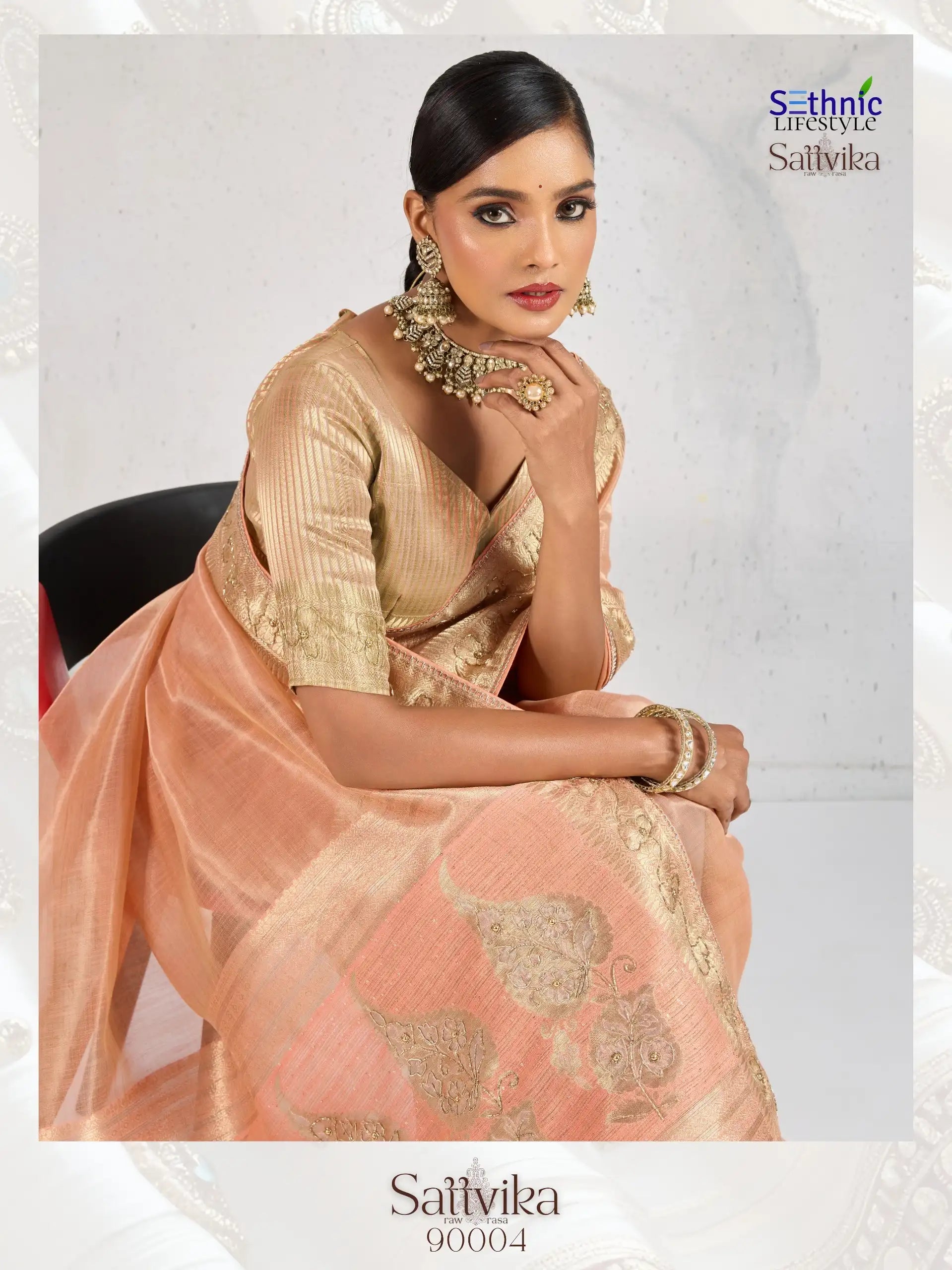 Sethnic Lifestyle Sarees Feature Premium Tissue Linen Fabric Enhanced With A Woven