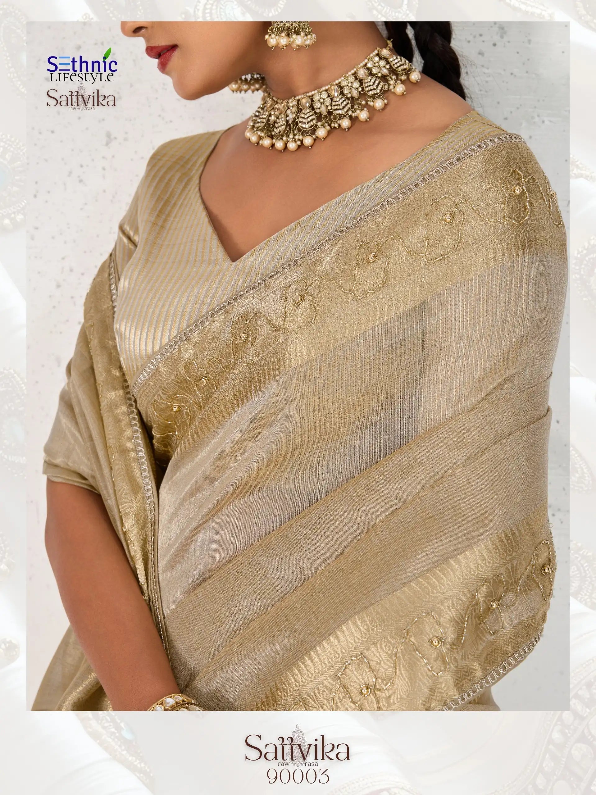 Sethnic Lifestyle Sarees Feature Premium Tissue Linen Fabric Enhanced With A Woven