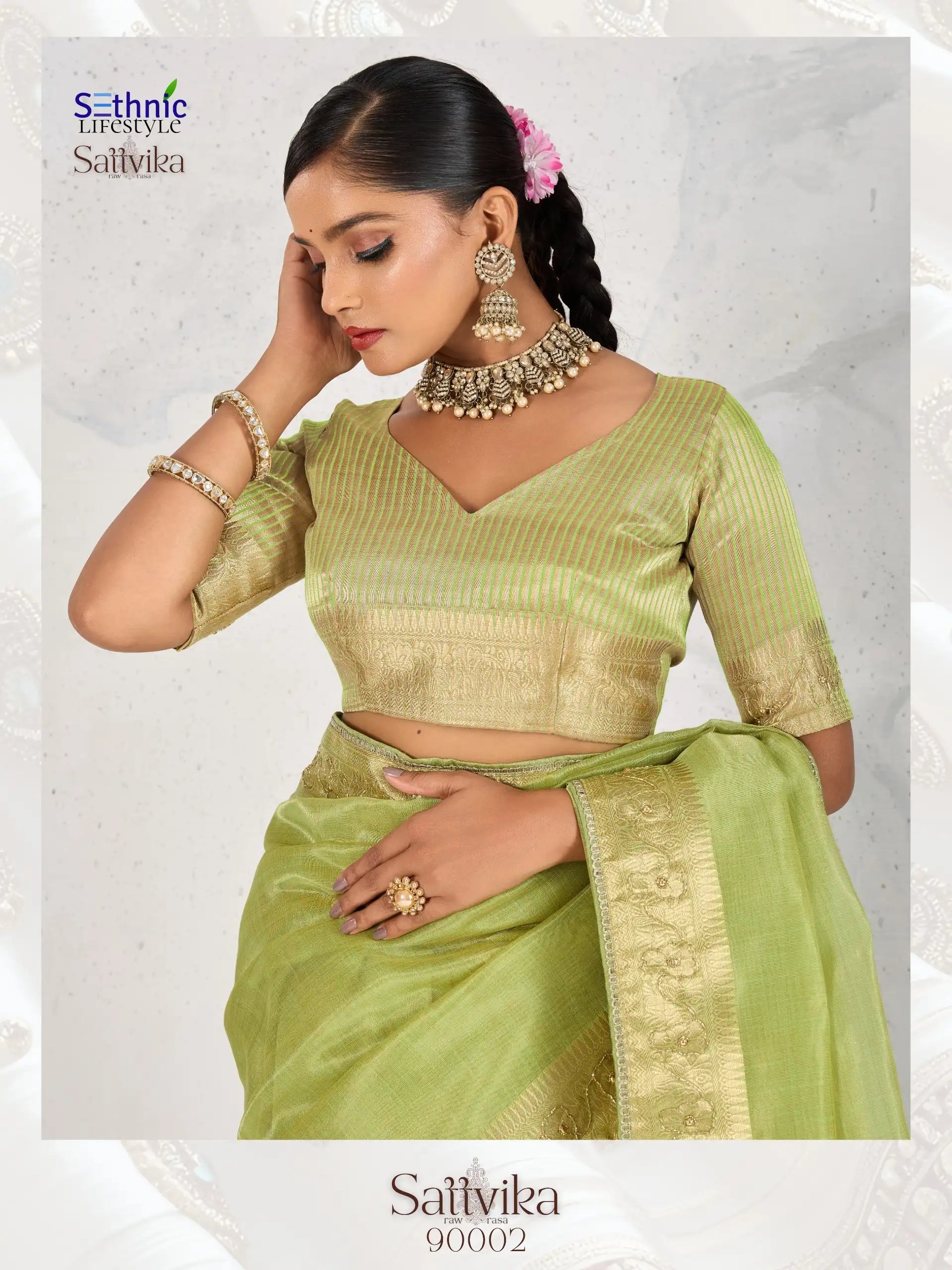 Sethnic Lifestyle Sarees Feature Premium Tissue Linen Fabric Enhanced With A Woven