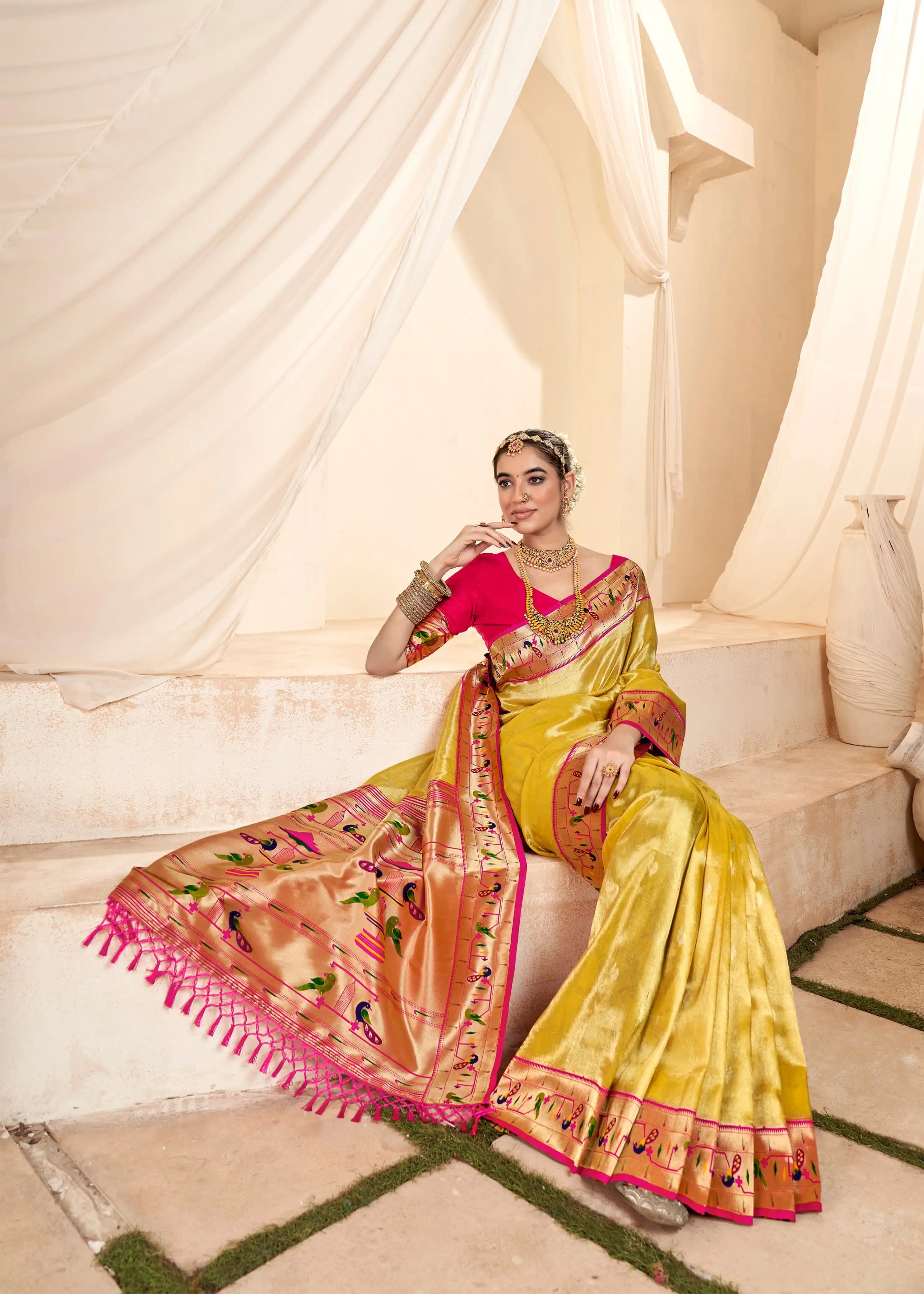 RajPath Fabrics Presents Exquisite Sarees Crafted From Paithni Tissue Silk Renowned For Their Rich Texture