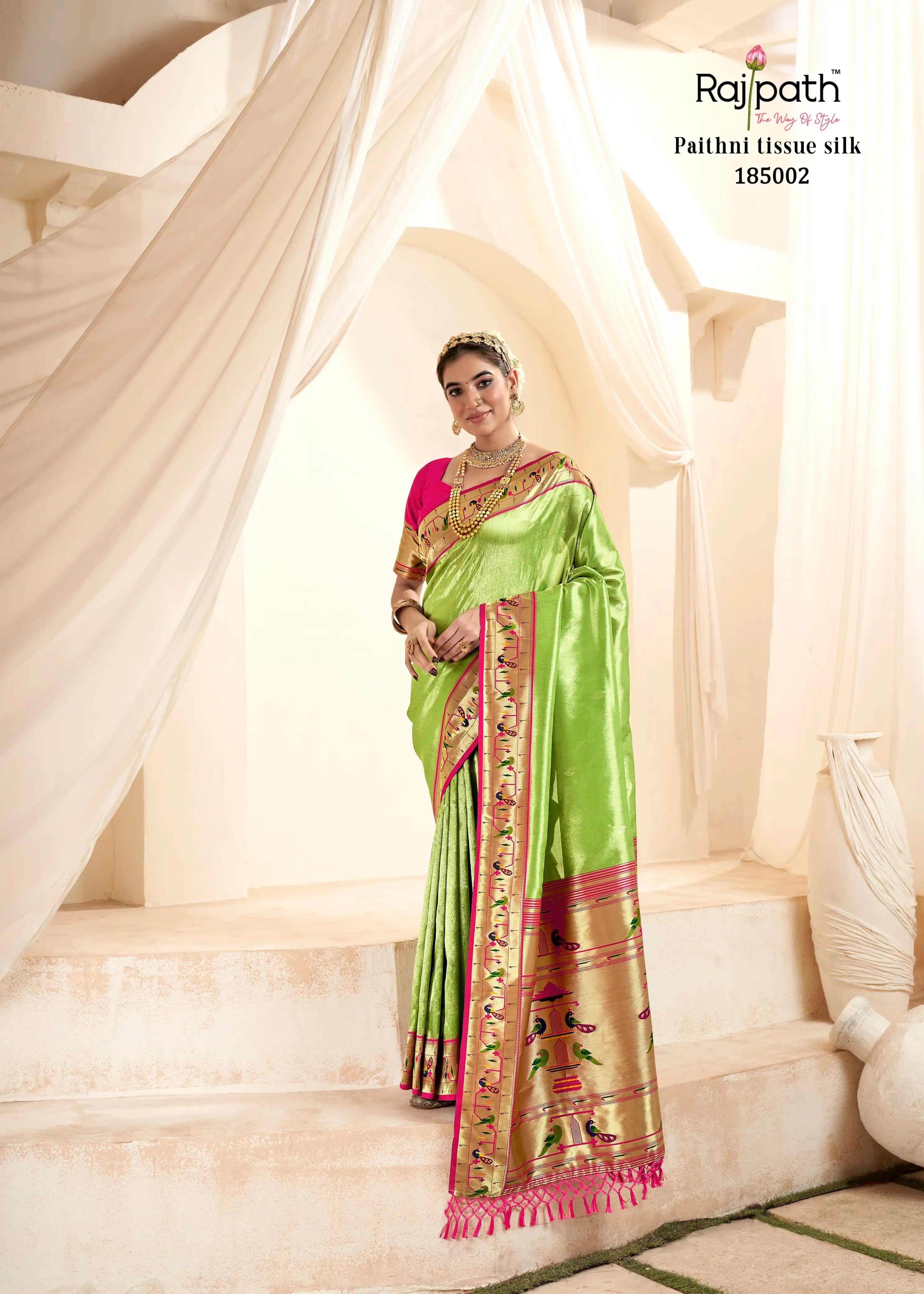 RajPath Fabrics Presents Exquisite Sarees Crafted From Paithni Tissue Silk Renowned For Their Rich Texture