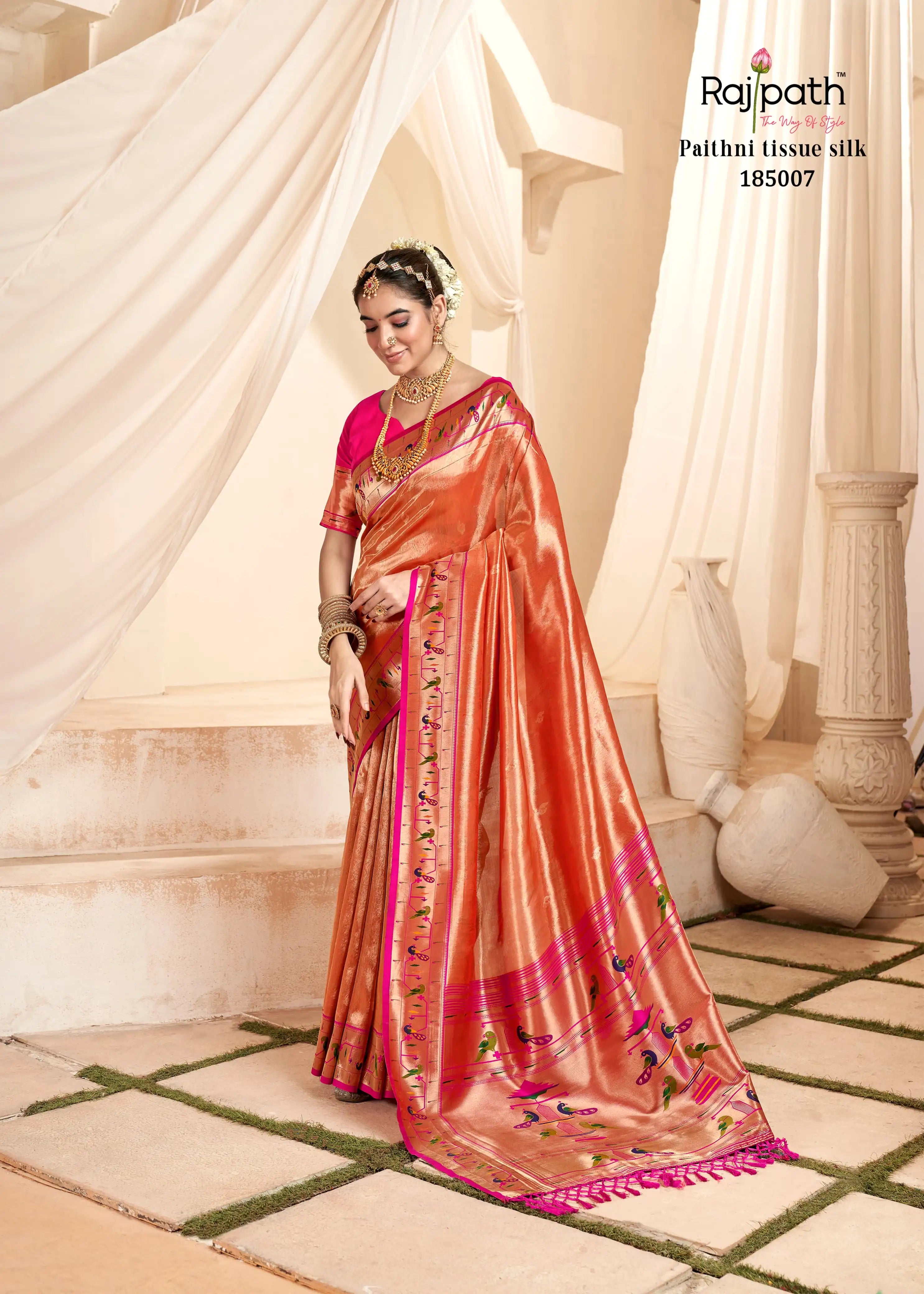 RajPath Fabrics Presents Exquisite Sarees Crafted From Paithni Tissue Silk Renowned For Their Rich Texture