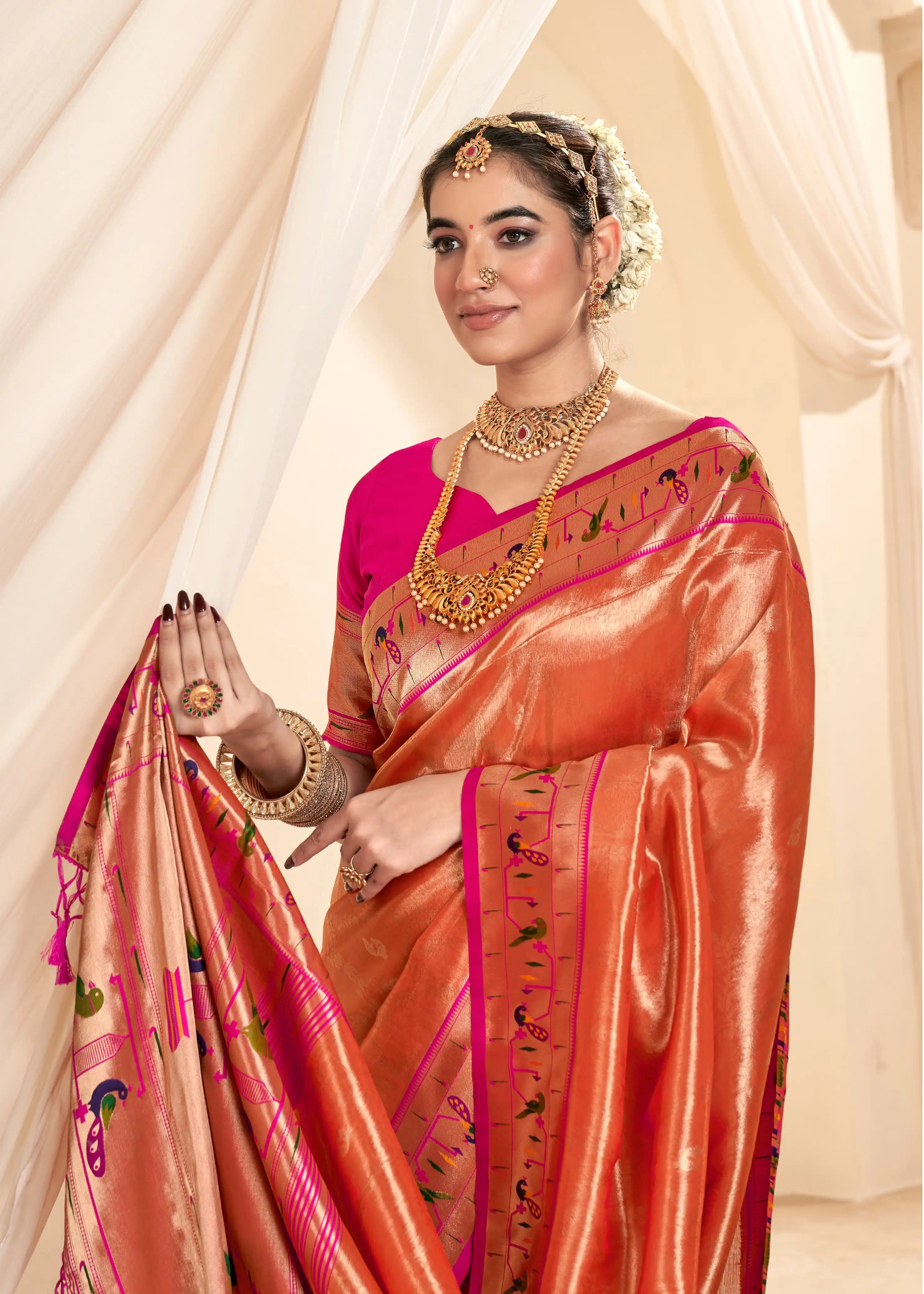 RajPath Fabrics Presents Exquisite Sarees Crafted From Paithni Tissue Silk Renowned For Their Rich Texture