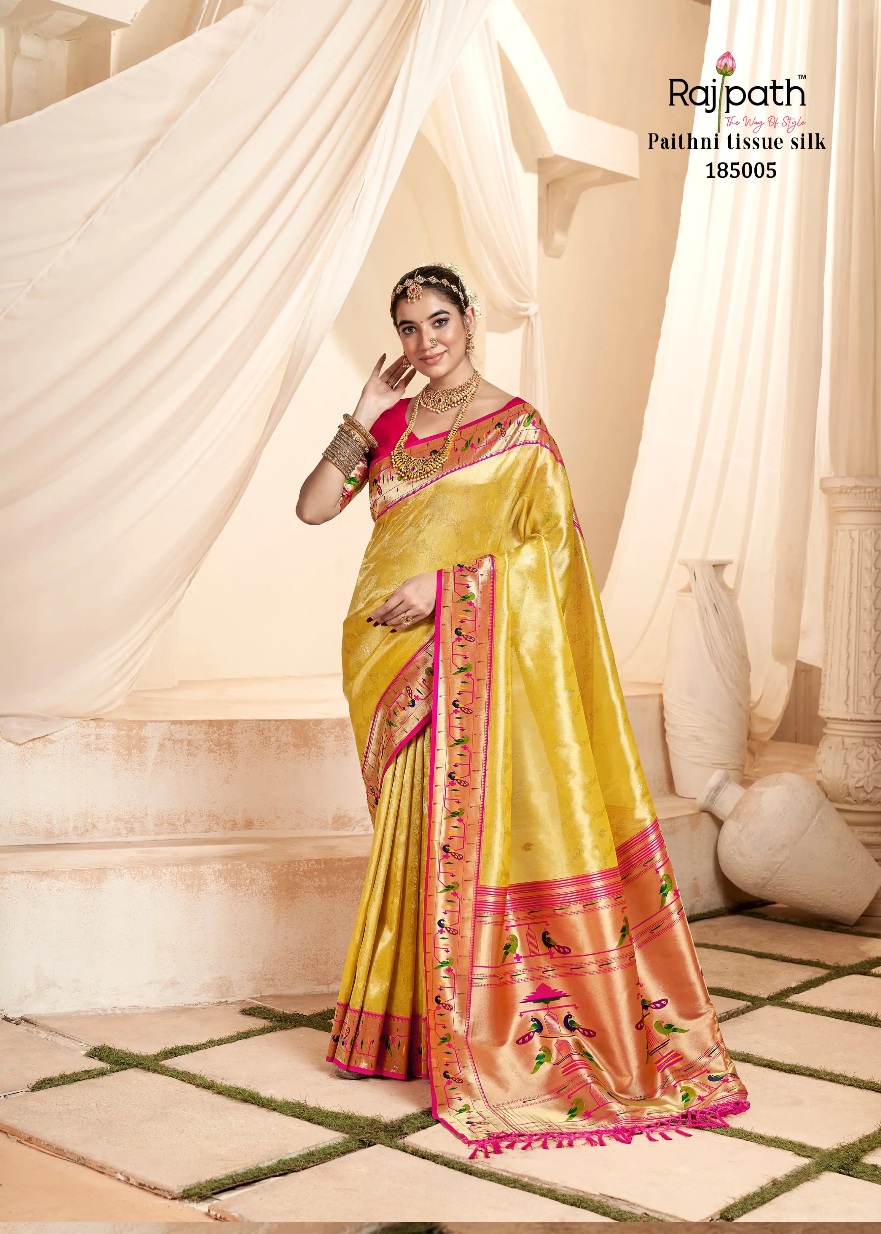 RajPath Fabrics Presents Exquisite Sarees Crafted From Paithni Tissue Silk Renowned For Their Rich Texture