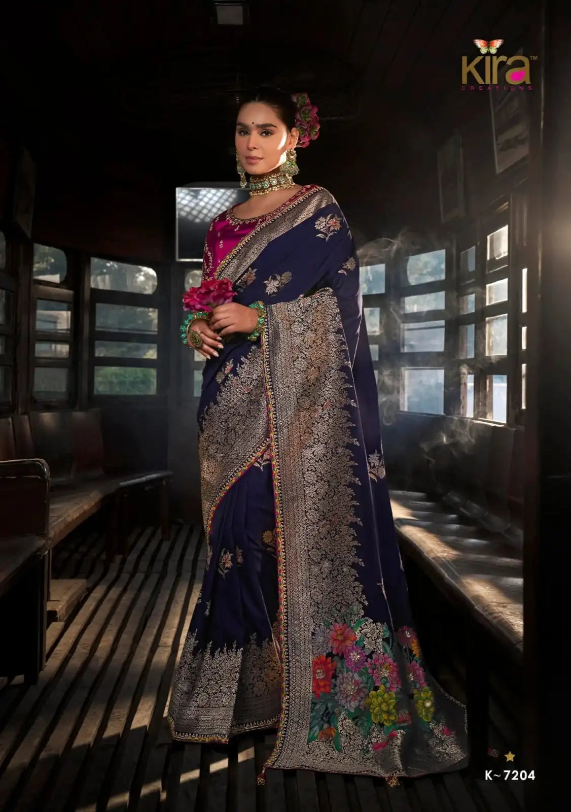 Kira Sarees Showcase The Luxurious Softness Of Dola Viscous Silk Enhanced By A 3D Weaved Pallu