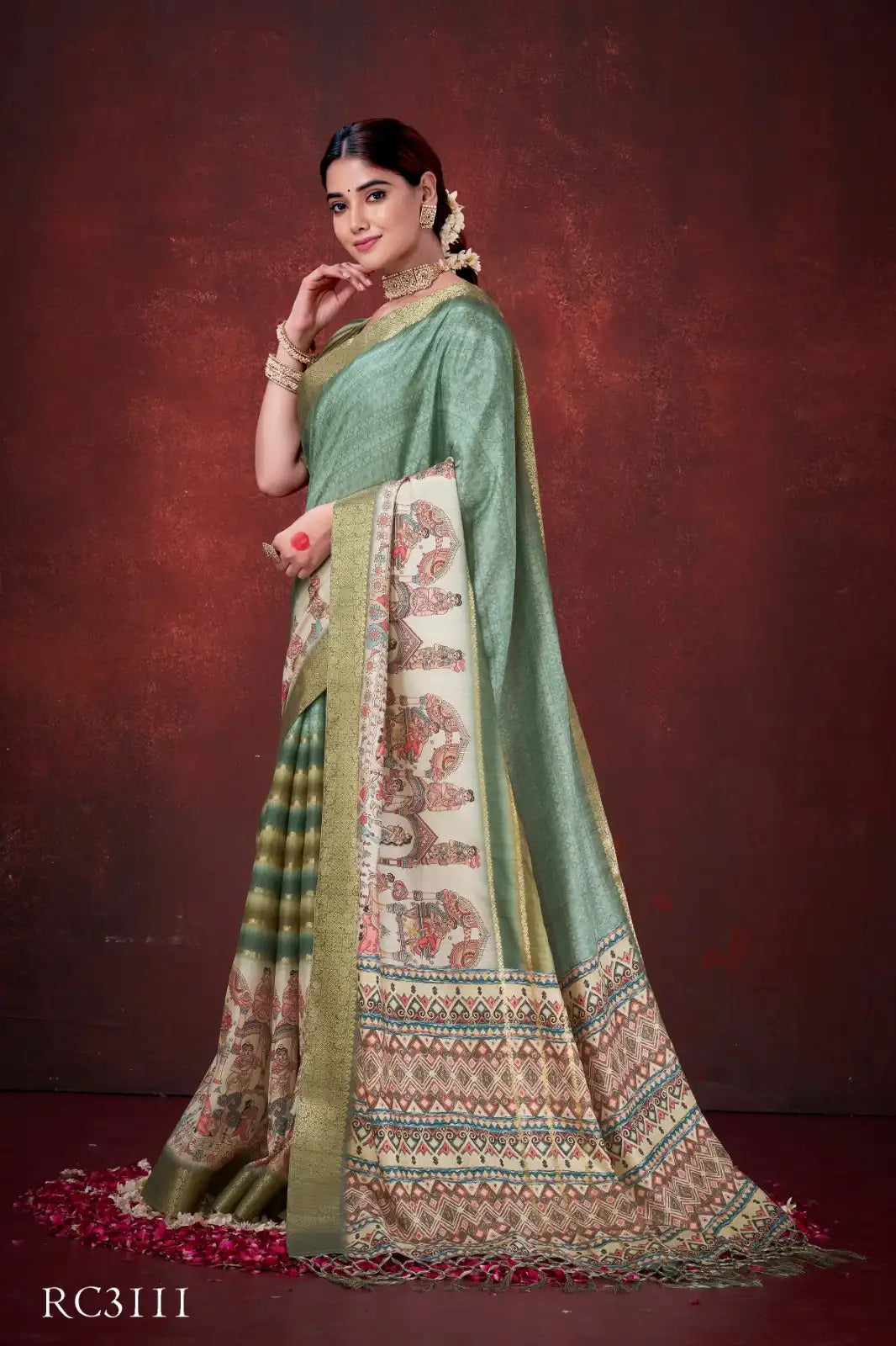 MAHOTSAV sarees crafted from Poly Habotai Silk combine A Smooth Lustrous Finish With Comfort