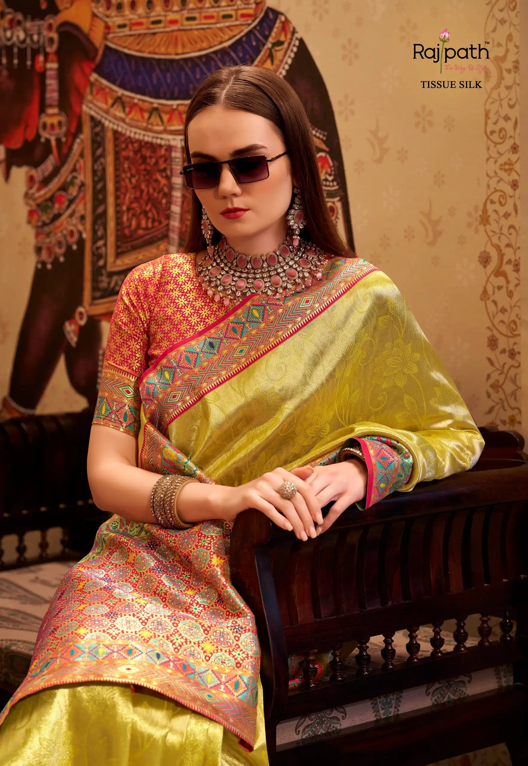 RajPath Fabrics Sarees Crafted From Premium Tissue Silk Offer A Luxurious Blend Of Softness