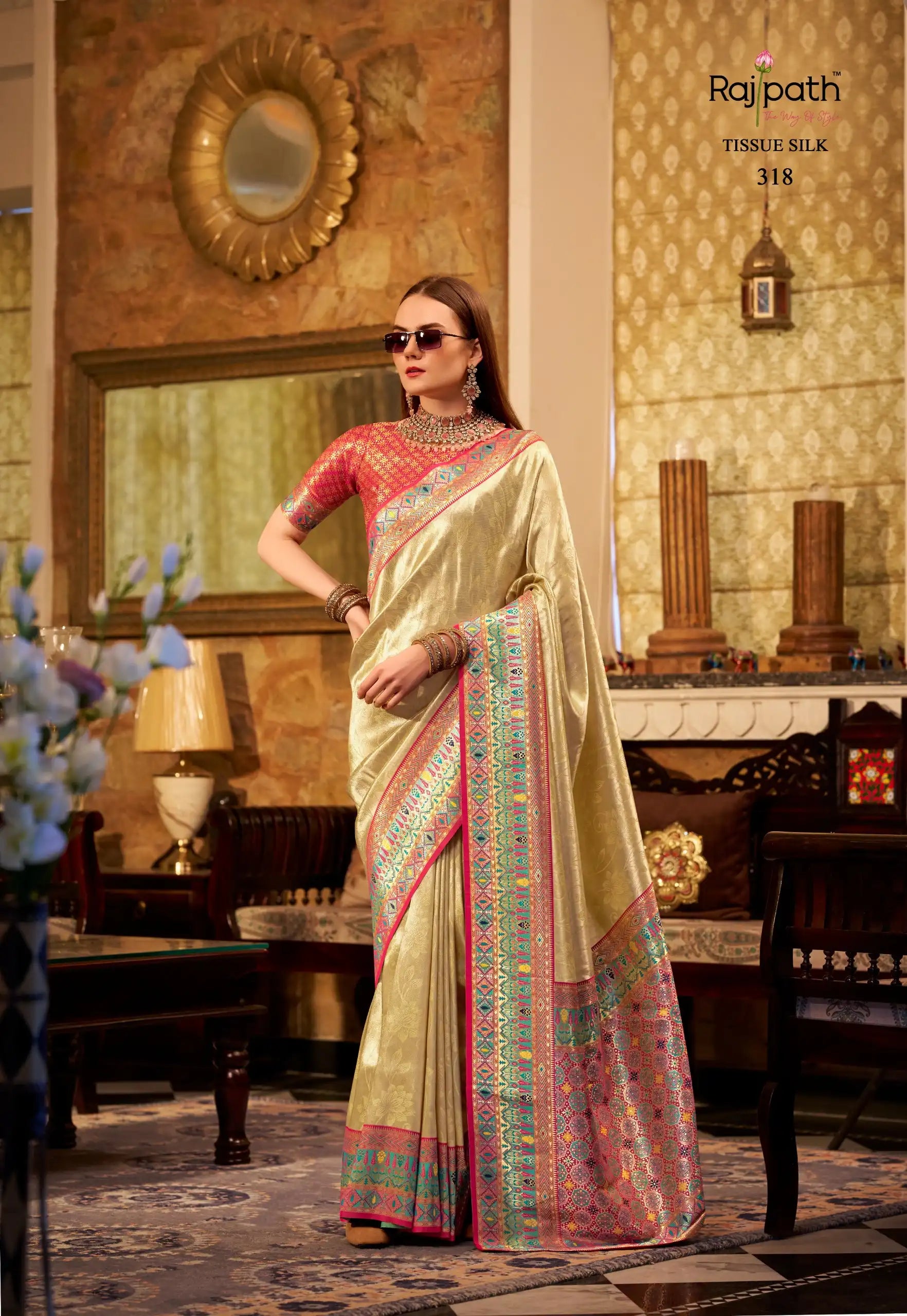 RajPath Fabrics Sarees Crafted From Premium Tissue Silk Offer A Luxurious Blend Of Softness