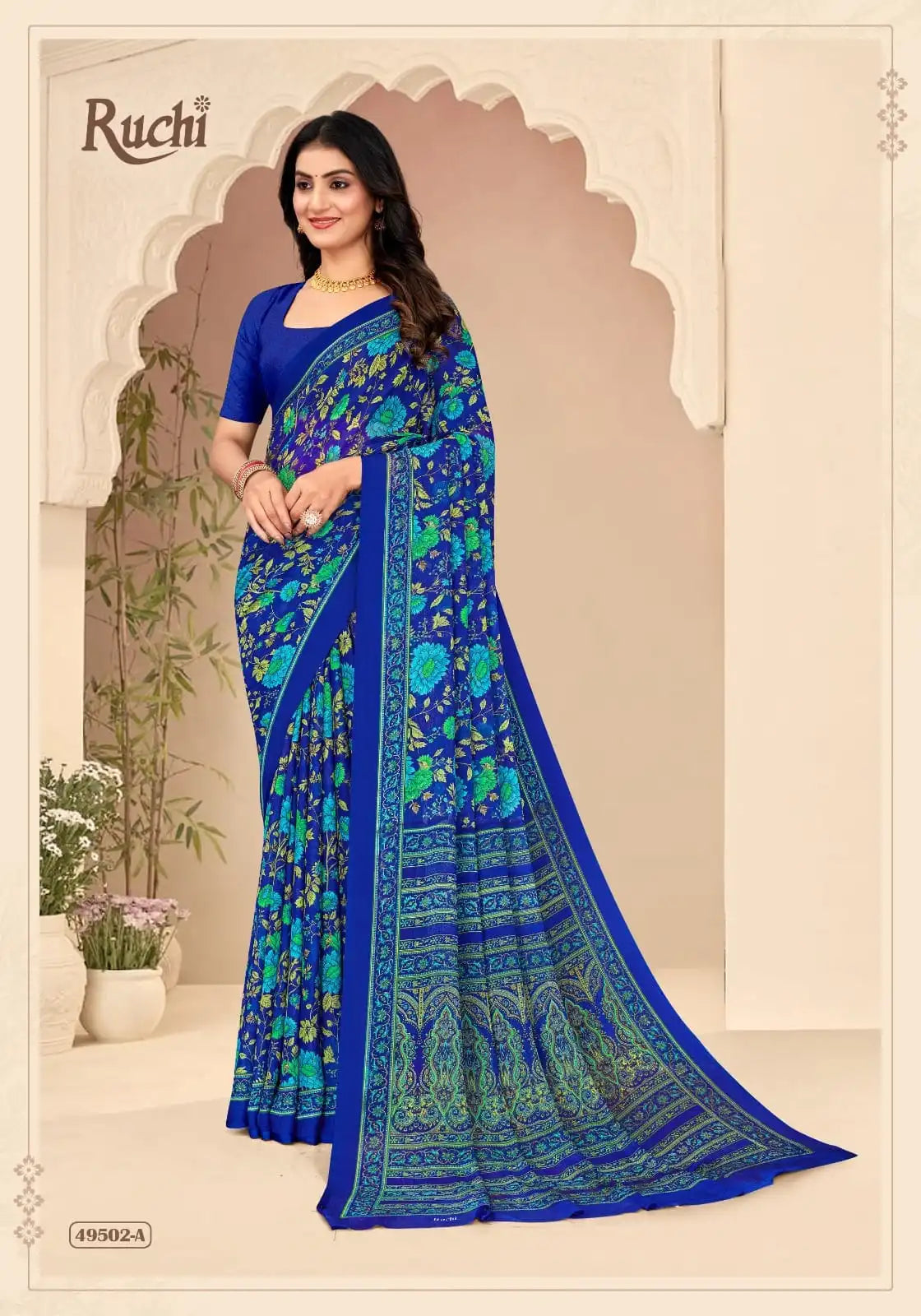 Ruchi Sarees Crafted With Chiffon Fabric Offer A Lightweight And Elegant Drape Perfect For Formal Occasions