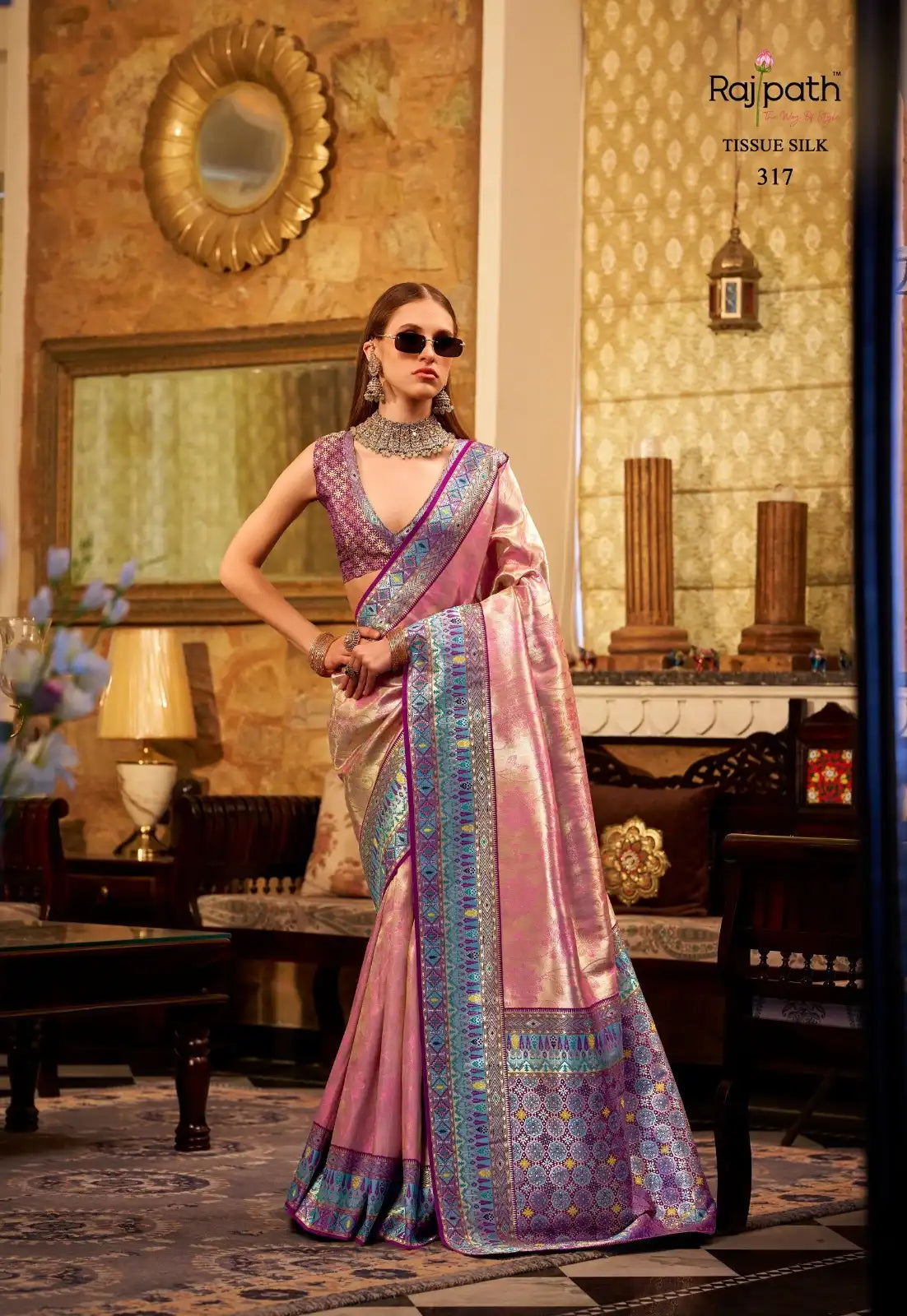 RajPath Fabrics Sarees Crafted From Tissue Silk Offer A Luxurious Blend Of Sheen And Lightweight Comfort