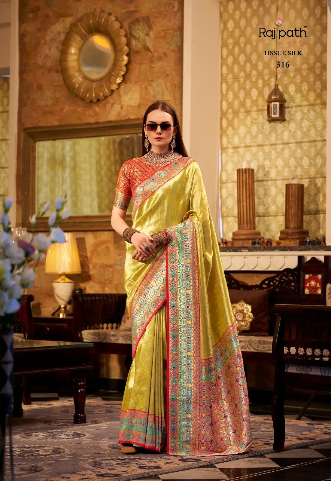 RajPath Fabrics Sarees Crafted From Tissue Silk Offer A Luxurious Blend Of Sheen And Lightweight Comfort