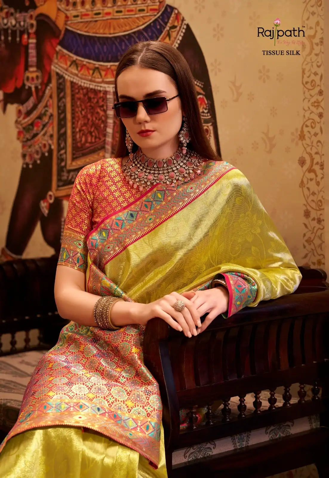 RajPath Fabrics Sarees Crafted From Tissue Silk Offer A Luxurious Blend Of Sheen And Lightweight Comfort