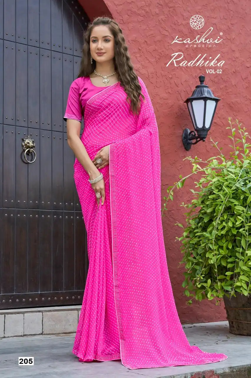 Kashvi Creation Presents A Sophisticated Saree Crafted From Mono Georgette Offering A Smooth And Elegant Drape