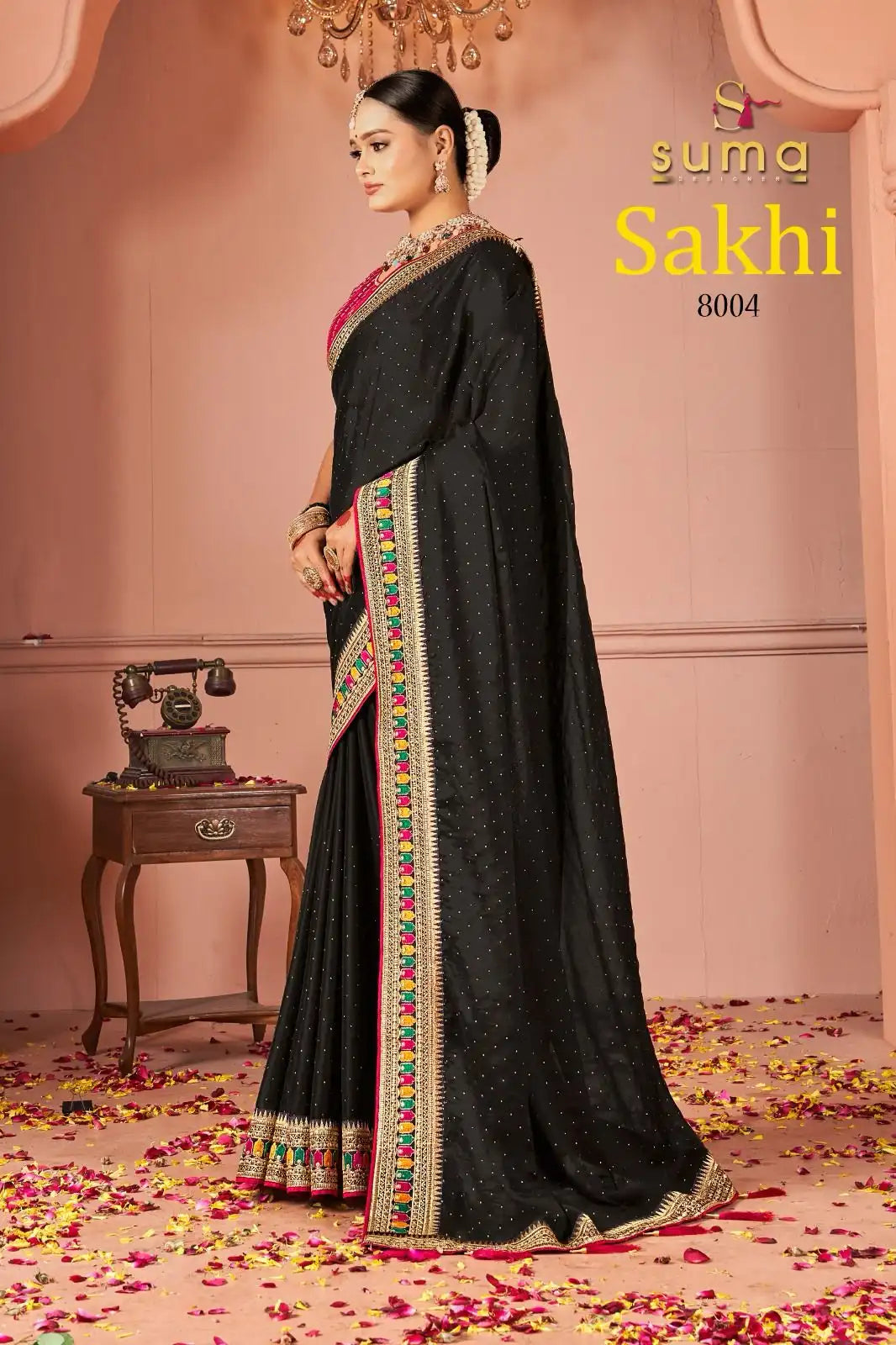 SUMA Designer Saree With Black Rangoli Showcases Exquisite Craftsmanship And Elegant Design
