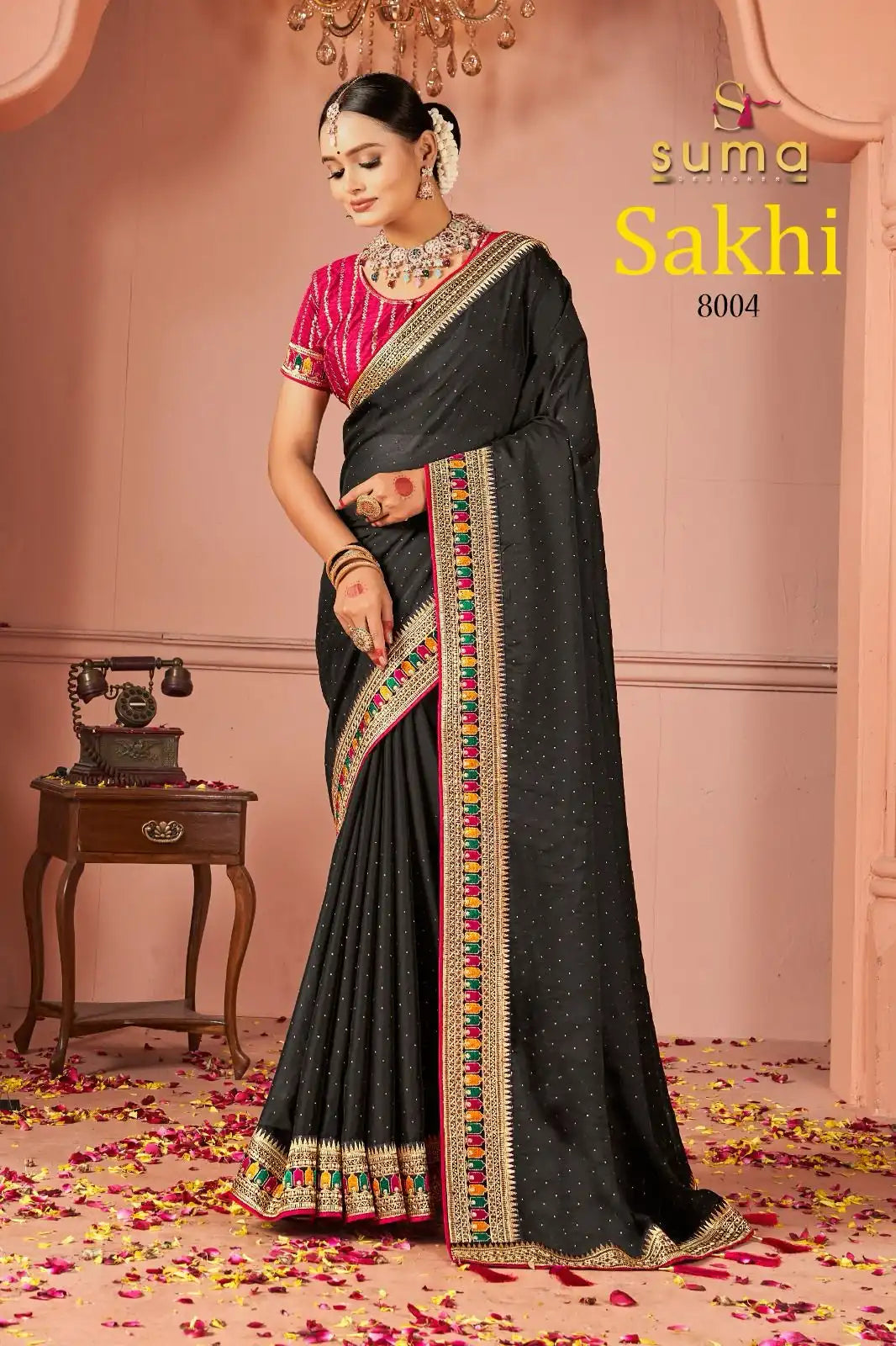 SUMA Designer Saree With Black Rangoli Showcases Exquisite Craftsmanship And Elegant Design