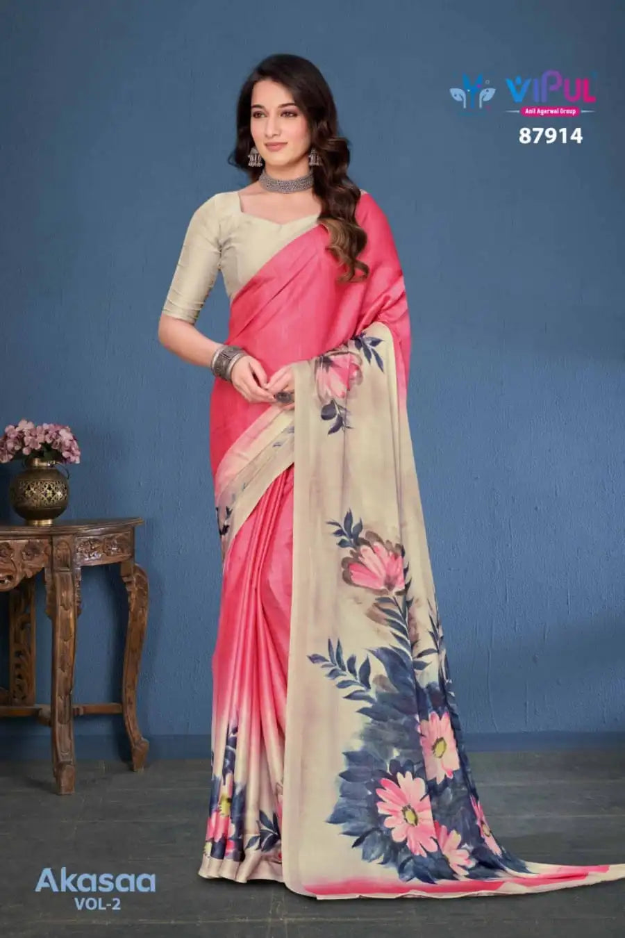 Vipul Sarees Crafted From Satin Silk Offer A Luxurious Blend Of Smooth Texture And Eegant Sheen