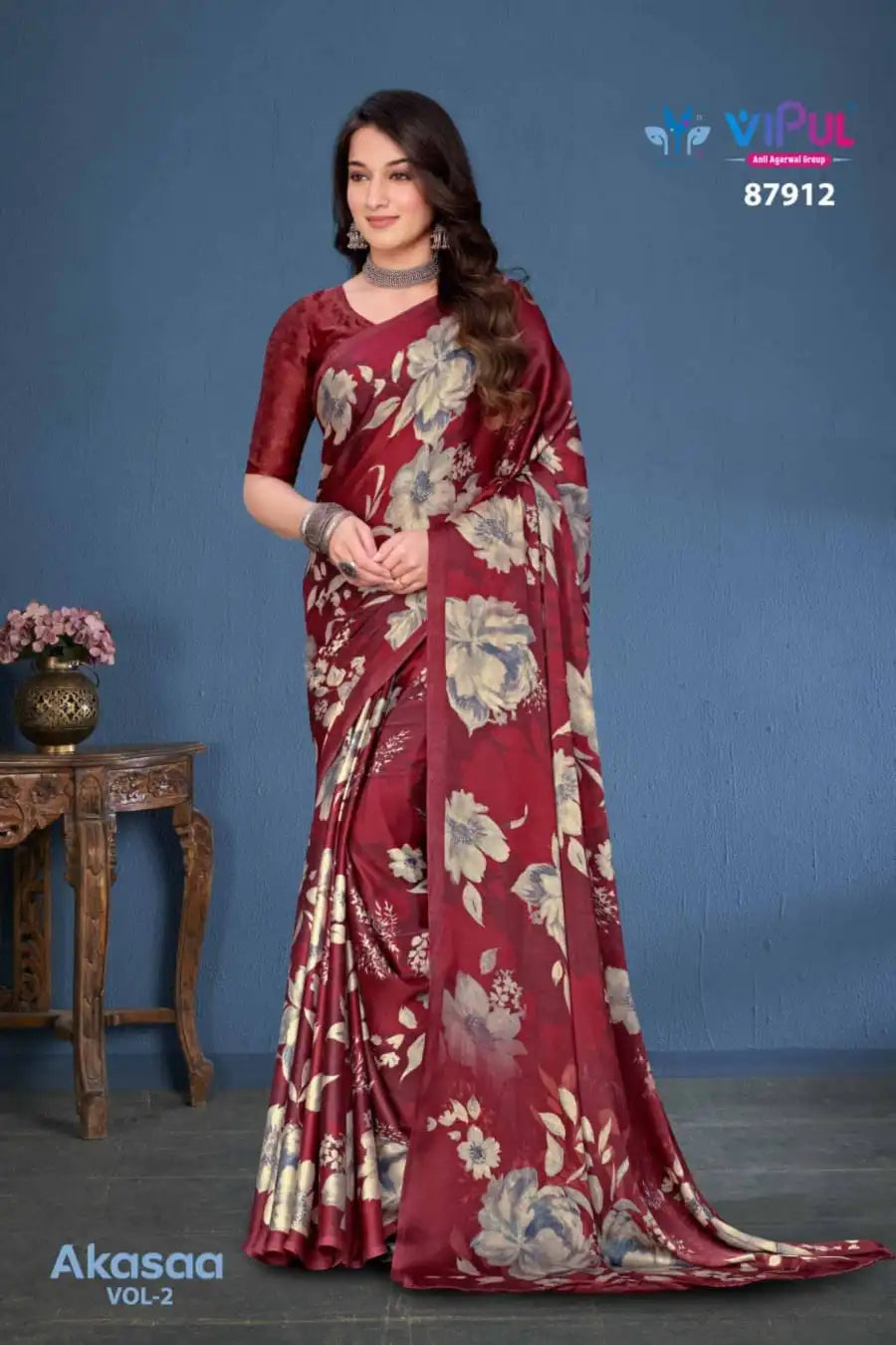 Vipul Sarees Crafted From Satin Silk Offer A Luxurious Blend Of Smooth Texture And Eegant Sheen