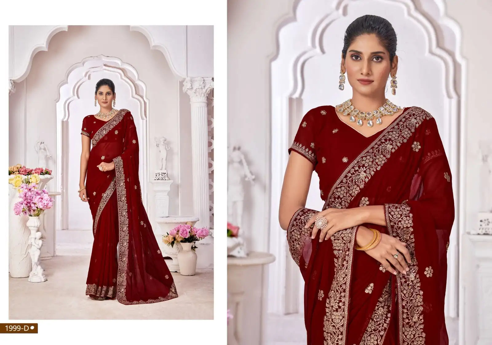 JAYSHREE Sarees Crafted From Premium Georgette Fabric Showcase Delicate Blooming Patterns