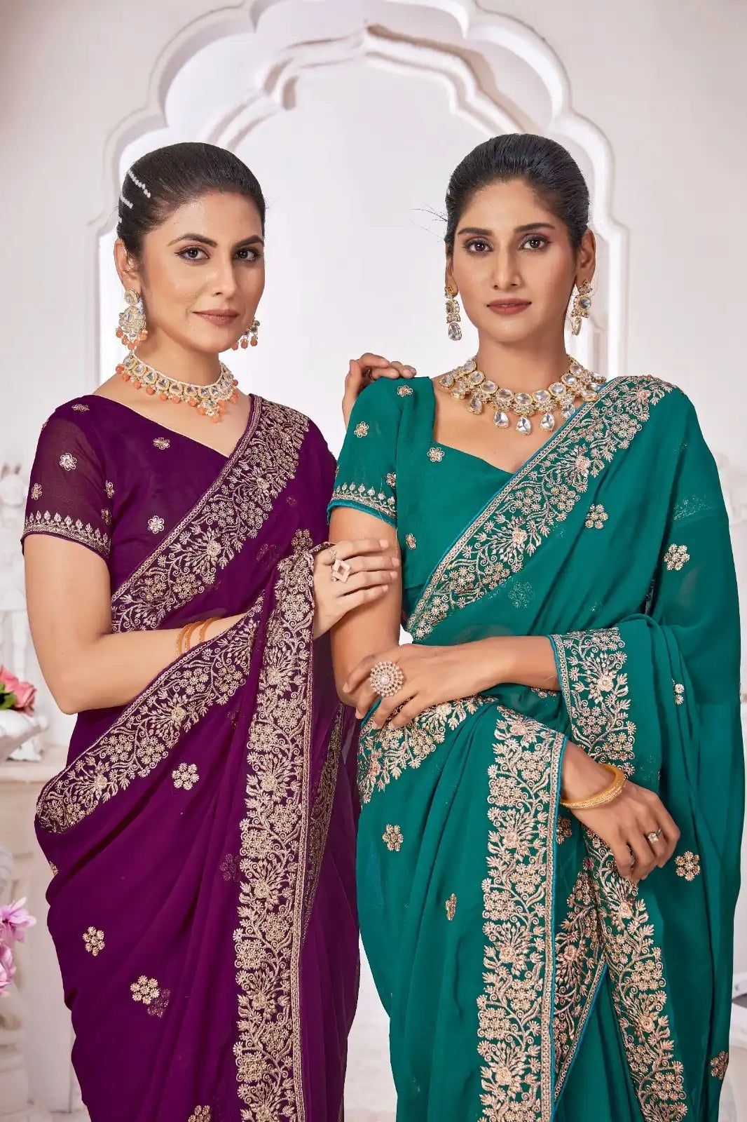 JAYSHREE Sarees Crafted From Premium Georgette Fabric Showcase Delicate Blooming Patterns