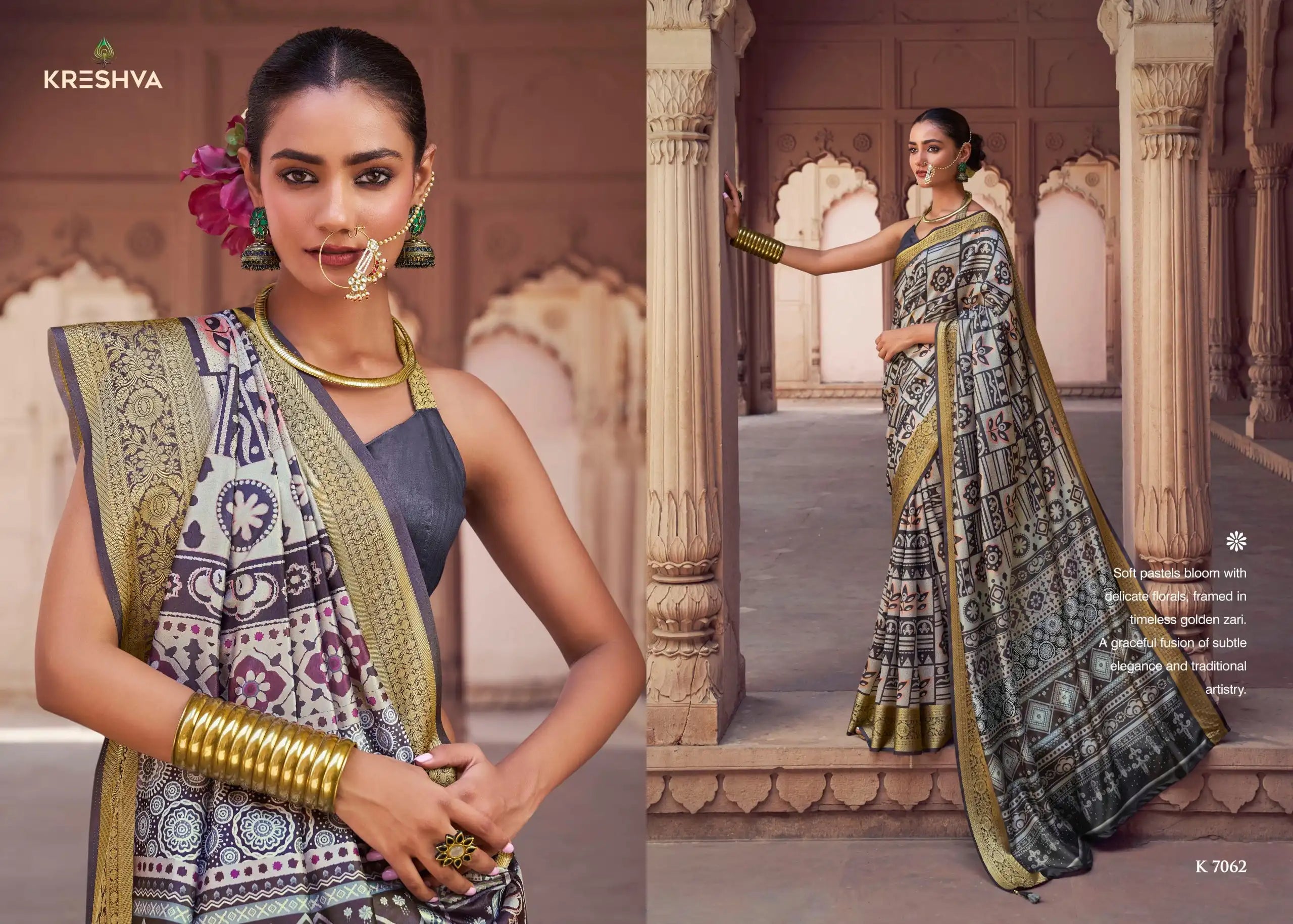 Kreshva Sarees Crafted With Silk Offer A Luxurious Drape And Rich Texture Ideal For Formal Occasions