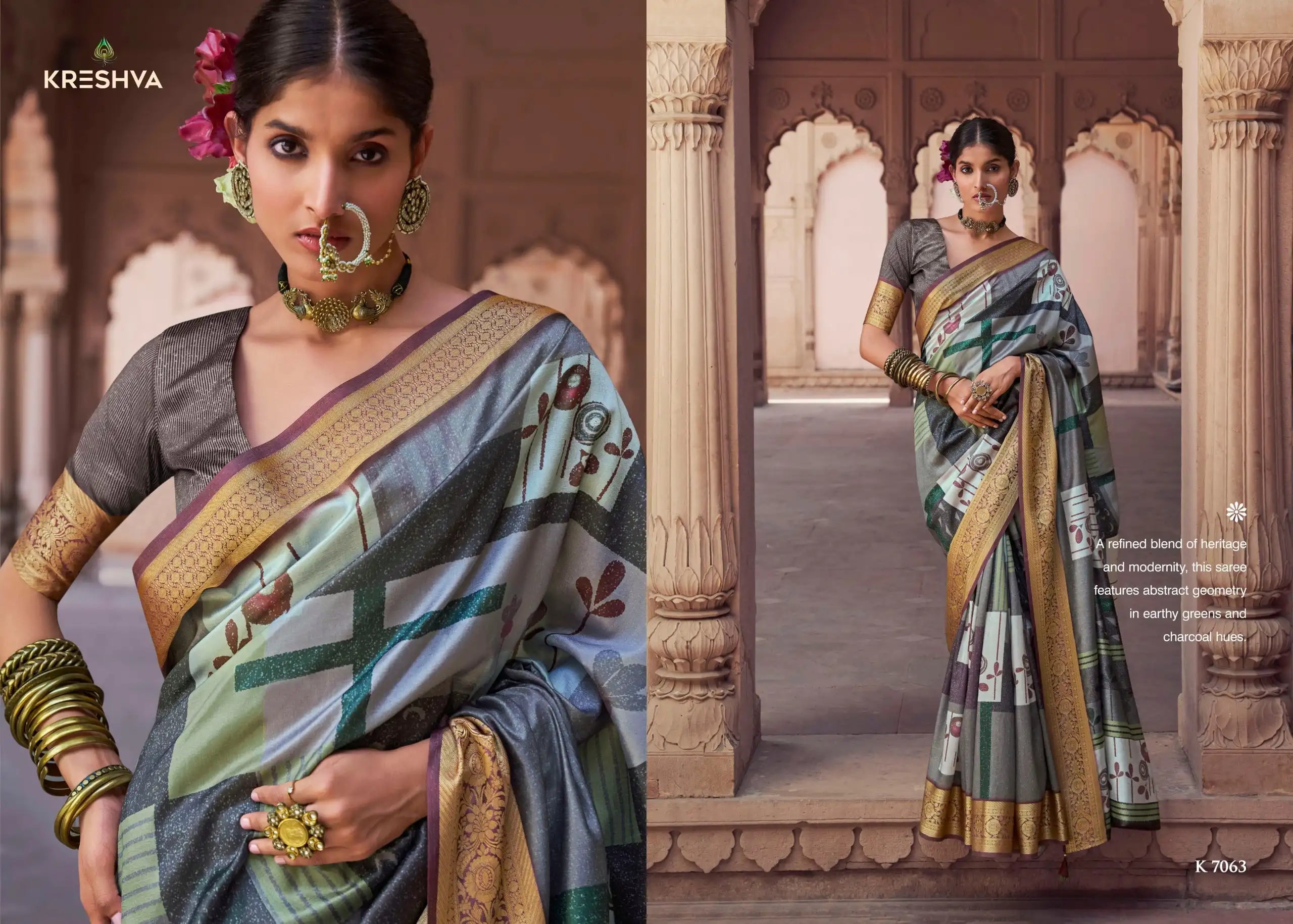 Kreshva Sarees Crafted With Silk Offer A Luxurious Drape And Rich Texture Ideal For Formal Occasions