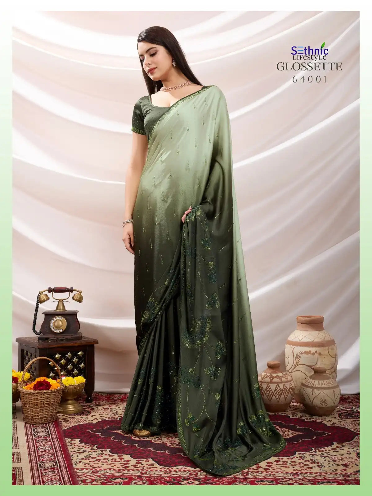 SETHNIC Sarees Crafted From Shaded Japan Satin Combine Exquisite Craftsmanship
