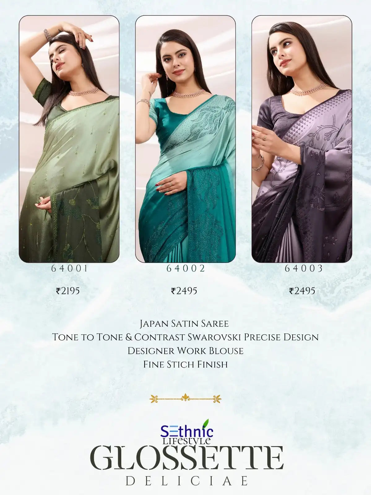 SETHNIC Sarees Crafted From Shaded Japan Satin Combine Exquisite Craftsmanship