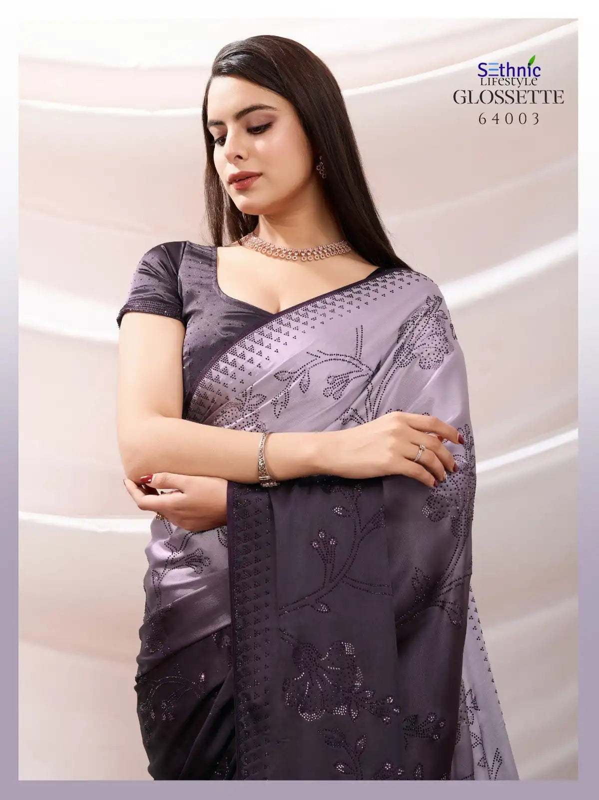 SETHNIC Sarees Crafted From Shaded Japan Satin Combine Exquisite Craftsmanship