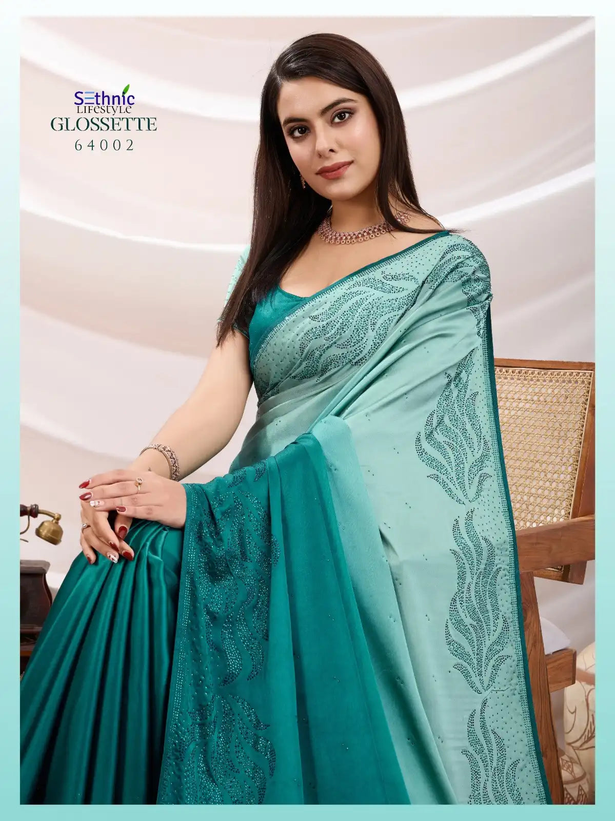 SETHNIC Sarees Crafted From Shaded Japan Satin Combine Exquisite Craftsmanship