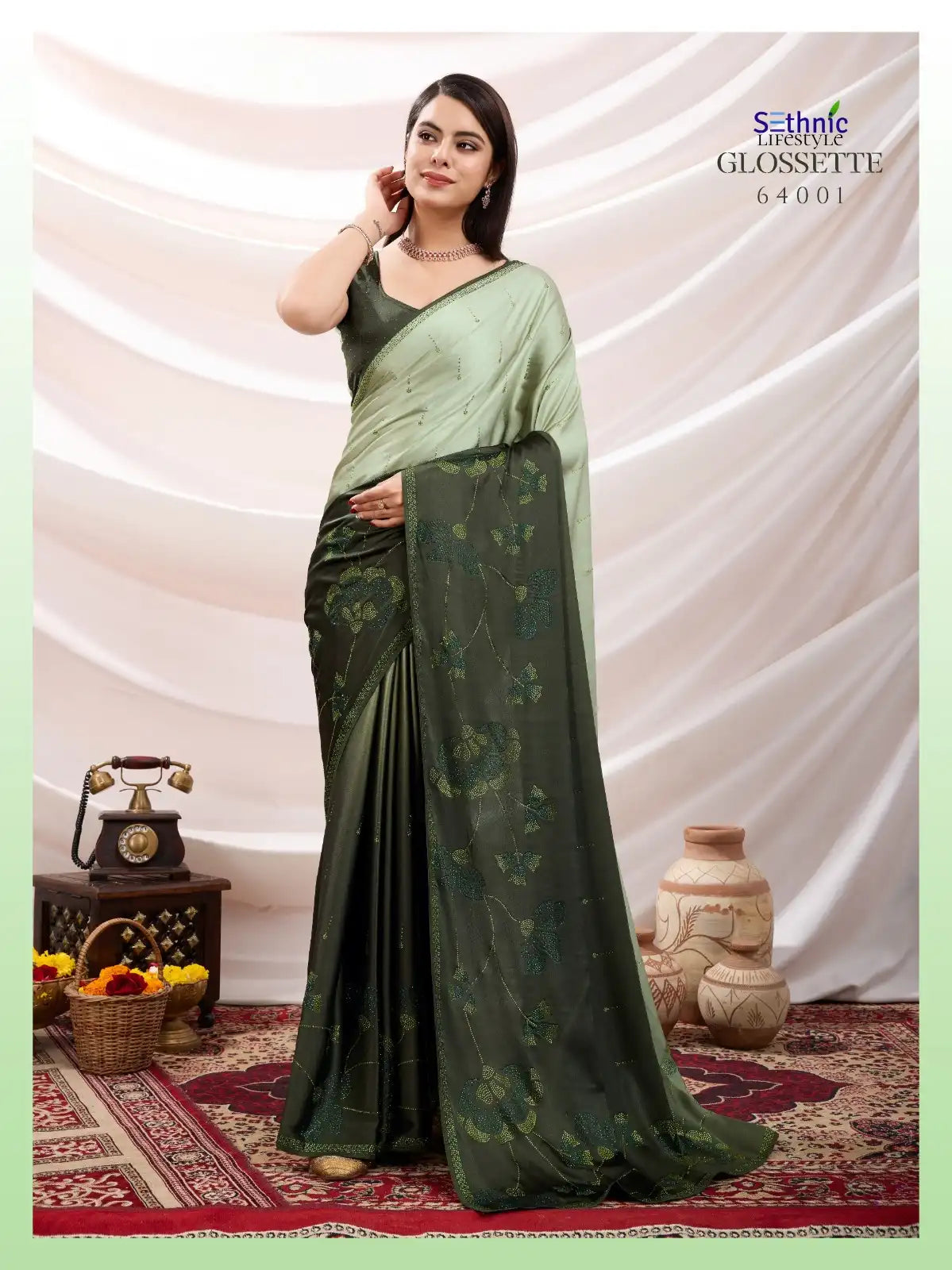 SETHNIC Sarees Crafted From Shaded Japan Satin Combine Exquisite Craftsmanship