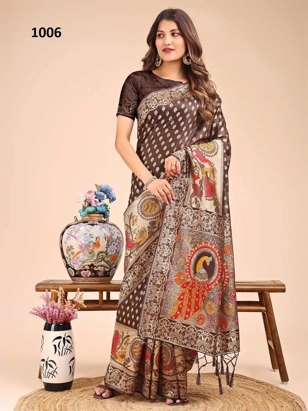 ASTITA sarees Crafted From Linen Cotton Combine The Natural Breathability Of Linen With The Softness Of Cotton