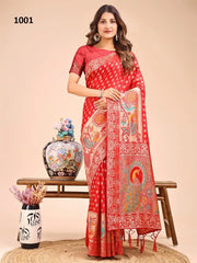 ASTITA sarees Crafted From Linen Cotton Combine The Natural Breathability Of Linen With The Softness Of Cotton