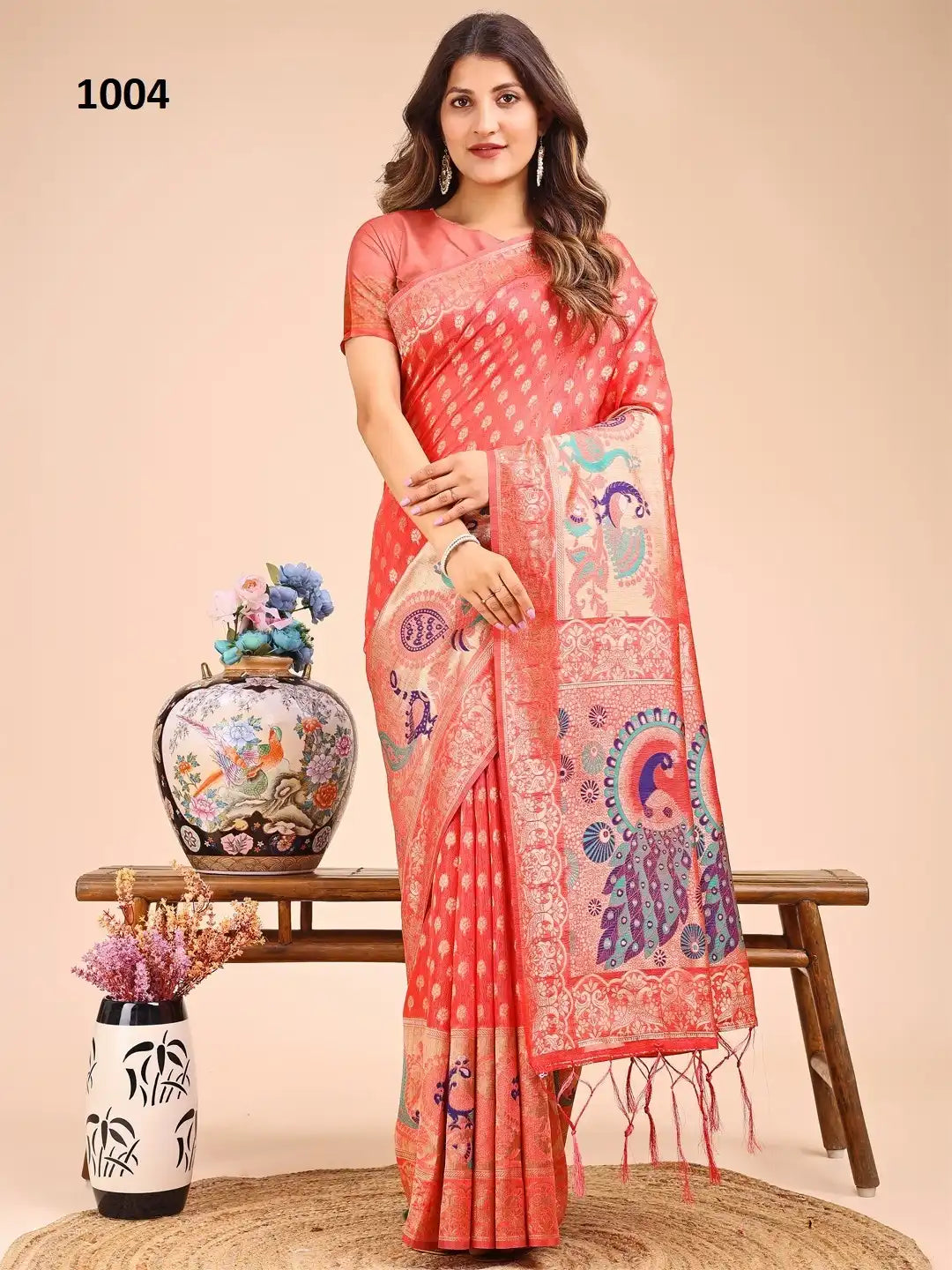 ASTITA sarees Crafted From Linen Cotton Combine The Natural Breathability Of Linen With The Softness Of Cotton