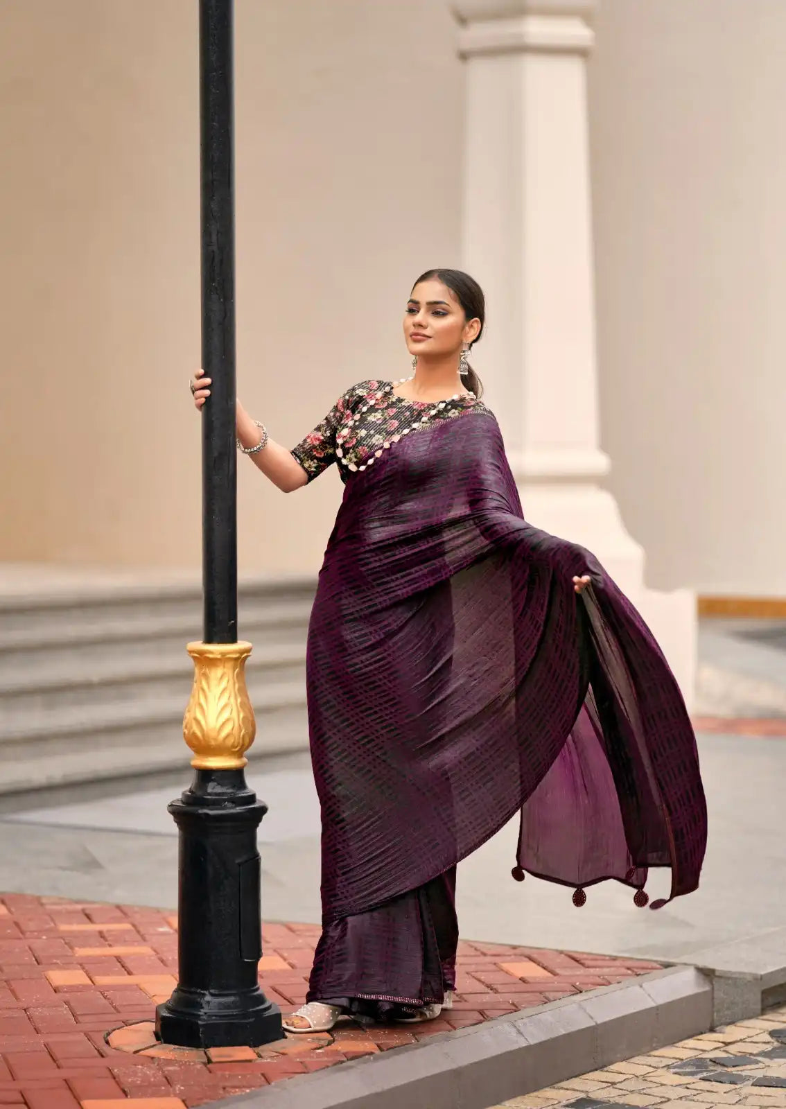 S.R Sarees Showcase Exquisite Craftsmanship With A Swarovski Border That Enhances The Saree’s Elegance