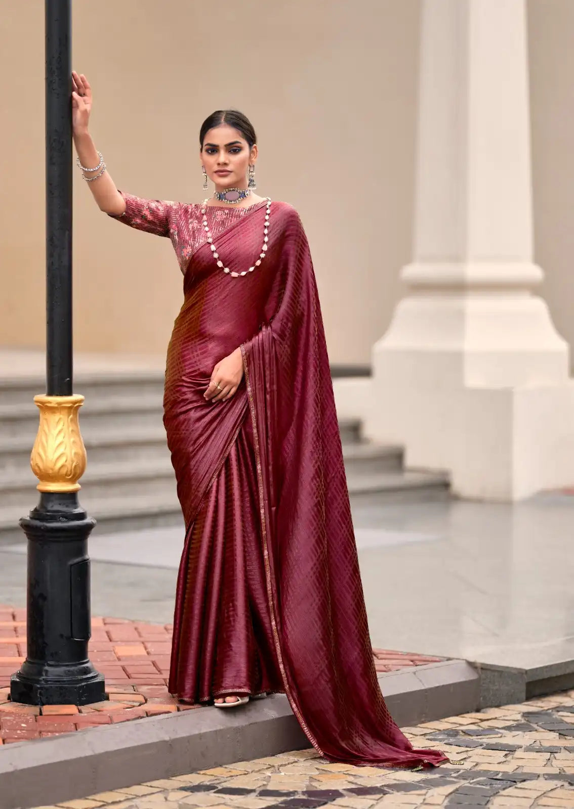 S.R Sarees Showcase Exquisite Craftsmanship With A Swarovski Border That Enhances The Saree’s Elegance