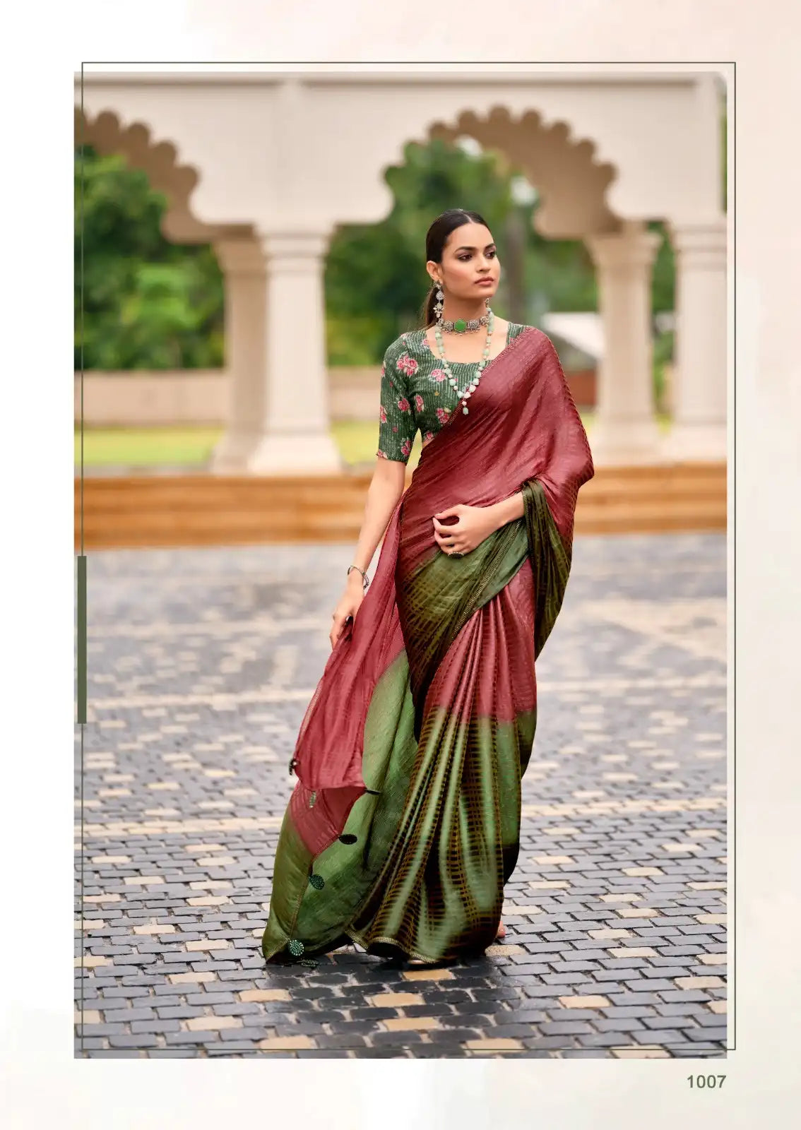 S.R Sarees Showcase Exquisite Craftsmanship With A Swarovski Border That Enhances The Saree’s Elegance