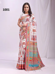 ASTITA Sarees Crafted From Linen Cotton Combine The Natural Breathability Of Linen With The Softness Of Cotton