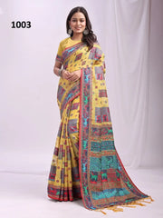 ASTITA Sarees Crafted From Linen Cotton Combine The Natural Breathability Of Linen With The Softness Of Cotton