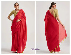 The MONO.POLEY Saree Features Premium Viscose Mul Fabric Known For Its Lightweight And Smooth Texture
