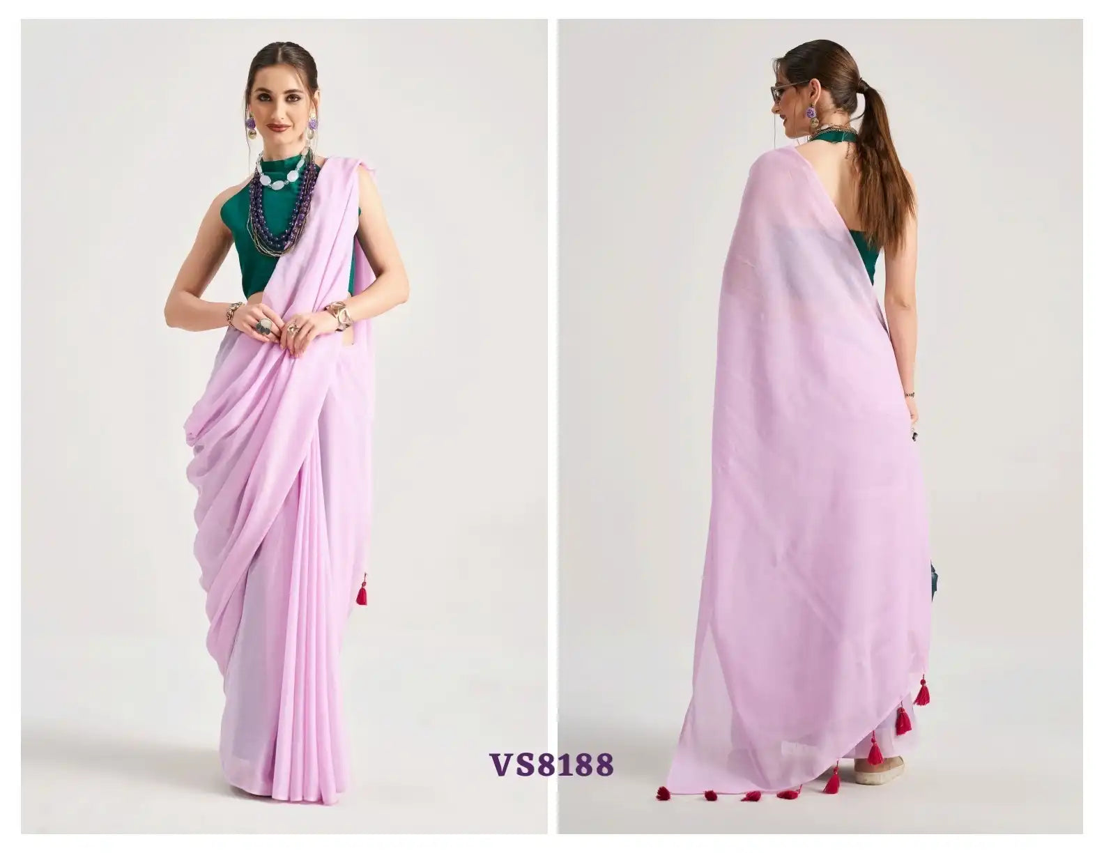 The MONO.POLEY Saree Features Premium Viscose Mul Fabric Known For Its Lightweight And Smooth Texture