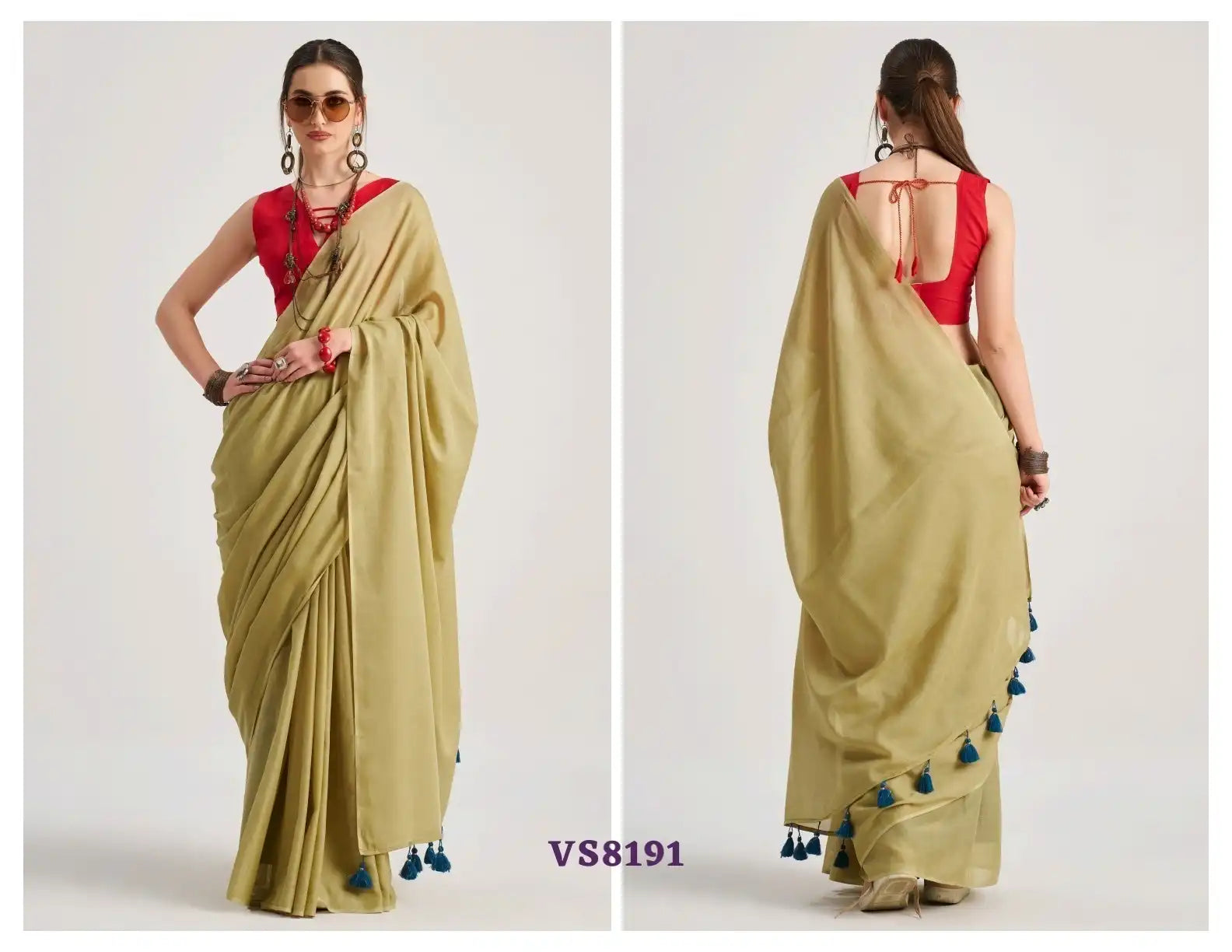 The MONO.POLEY Saree Features Premium Viscose Mul Fabric Known For Its Lightweight And Smooth Texture