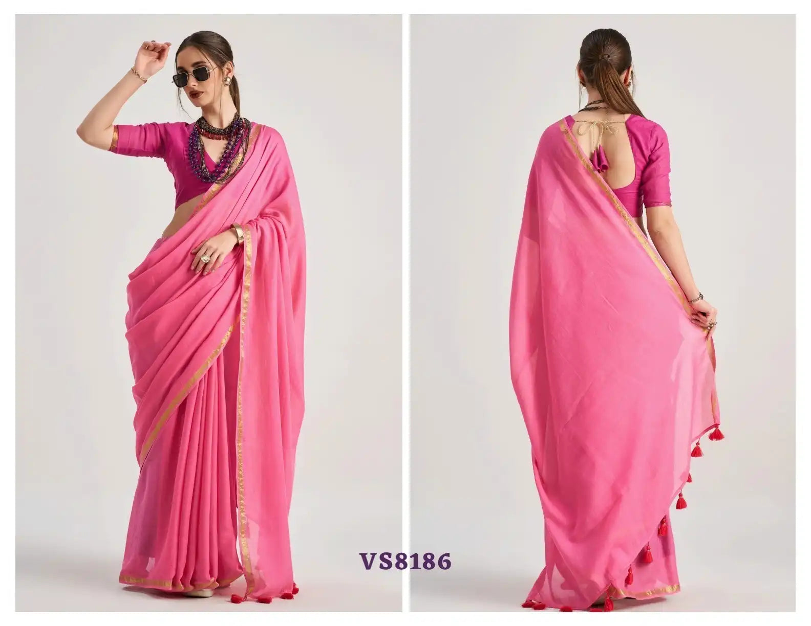 The MONO.POLEY Saree Features Premium Viscose Mul Fabric Known For Its Lightweight And Smooth Texture