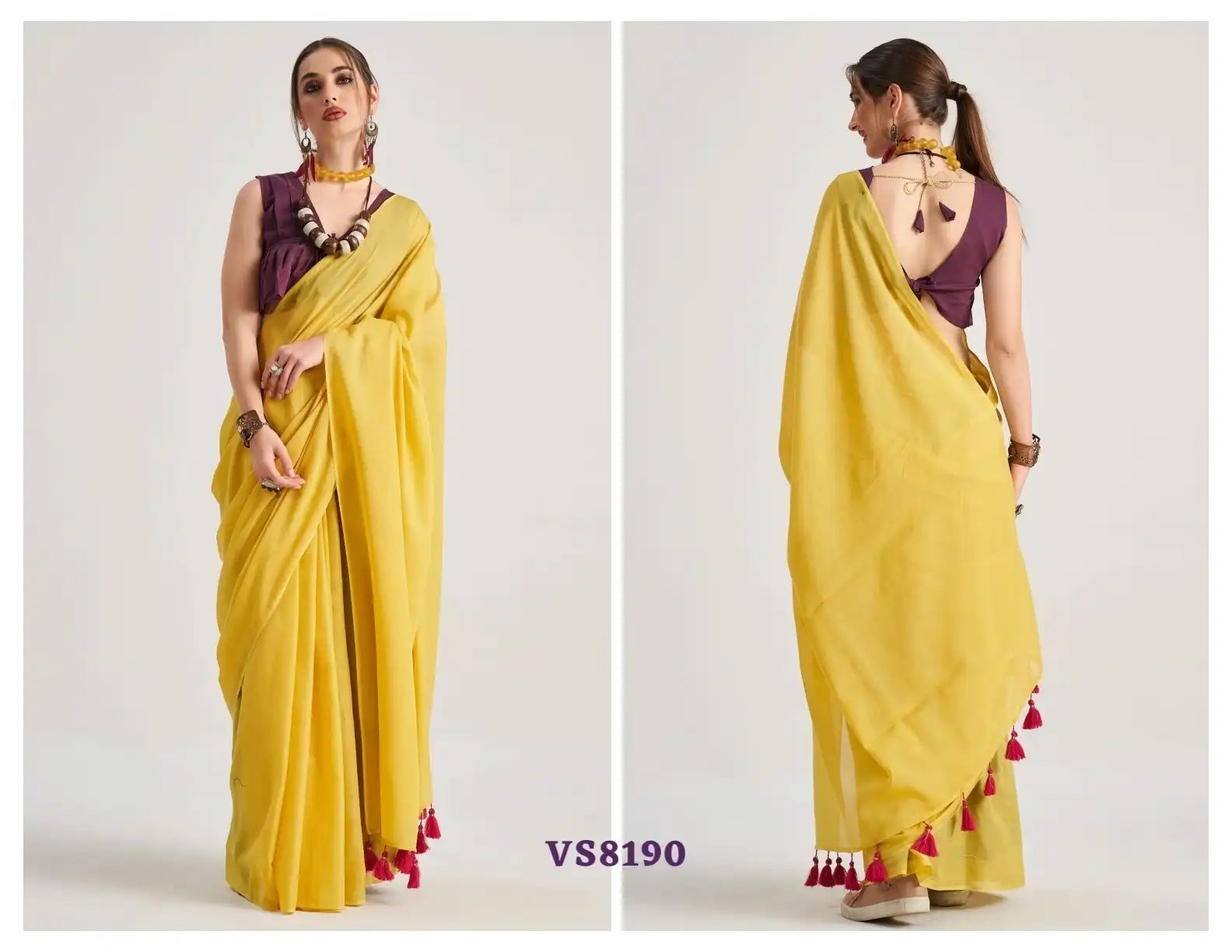 The MONO.POLEY Saree Features Premium Viscose Mul Fabric Known For Its Lightweight And Smooth Texture