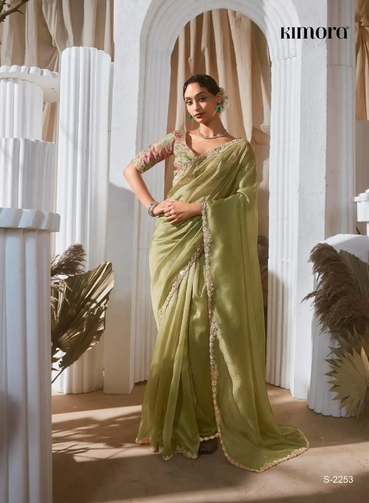 Kimora Sarees Crafted From Pure Fancy Tissue Fabric Offer A Luxurious Drape And Subtle Sheen