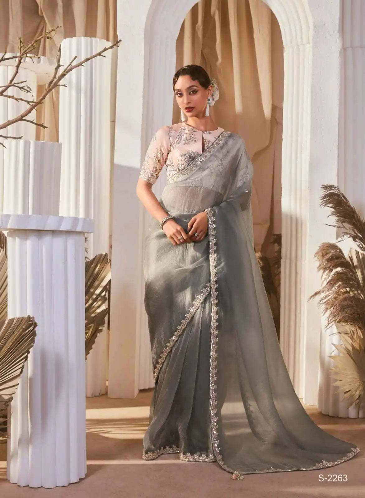Kimora Sarees Crafted From Pure Fancy Tissue Fabric Offer A Luxurious Drape And Subtle Sheen