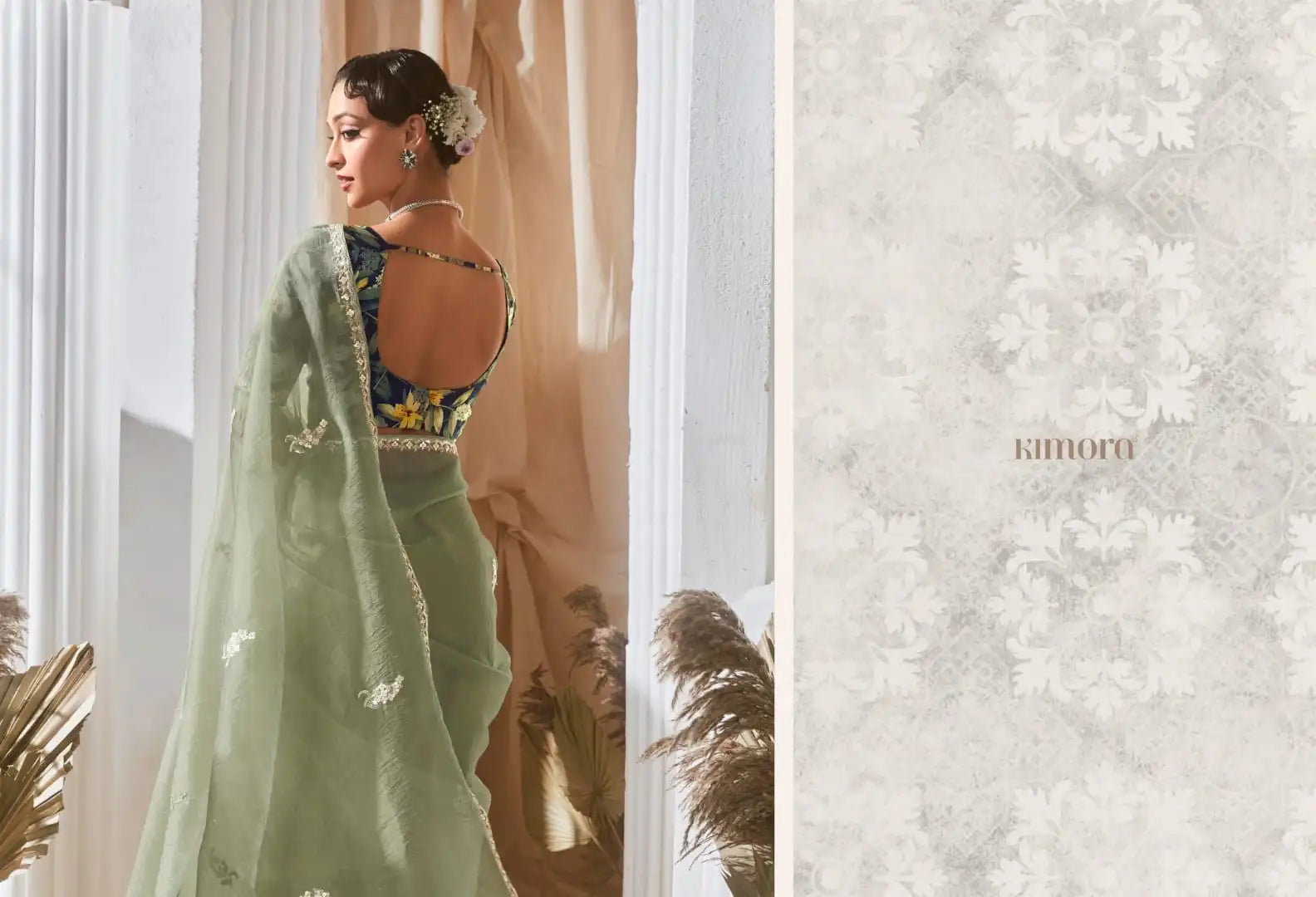 Kimora Sarees Crafted From Pure Fancy Tissue Fabric Offer A Luxurious Drape And Subtle Sheen