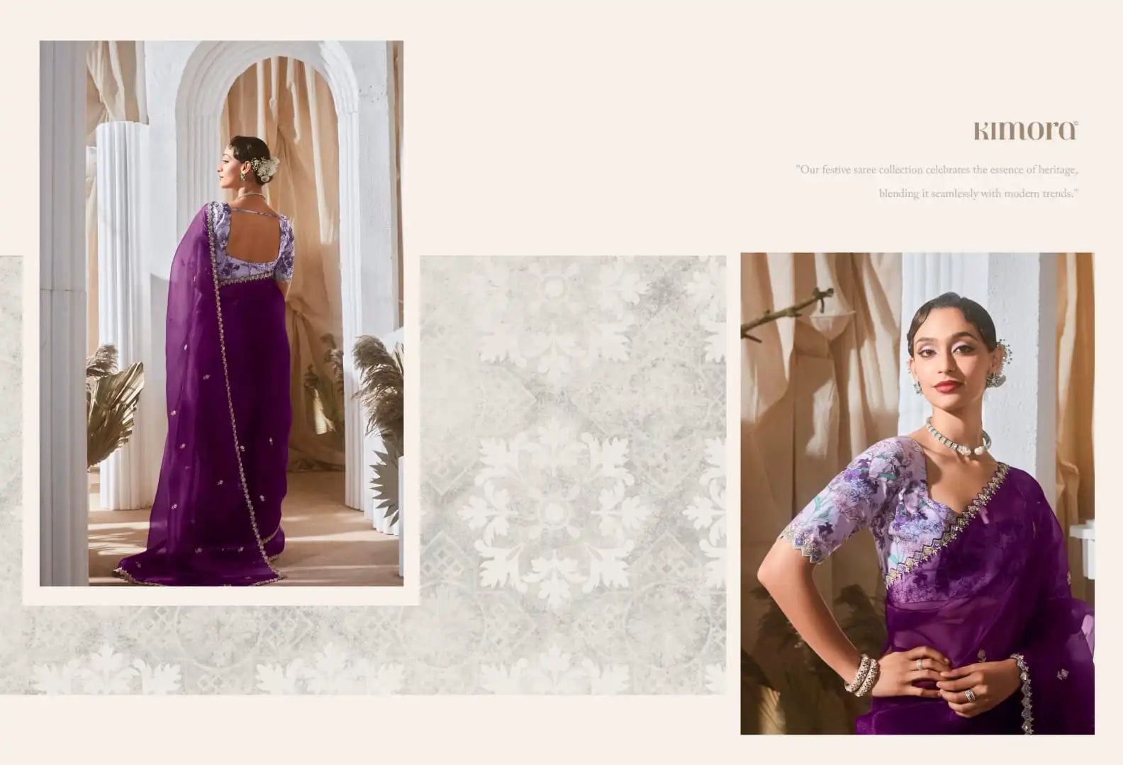 Kimora Sarees Crafted From Pure Fancy Tissue Fabric Offer A Luxurious Drape And Subtle Sheen