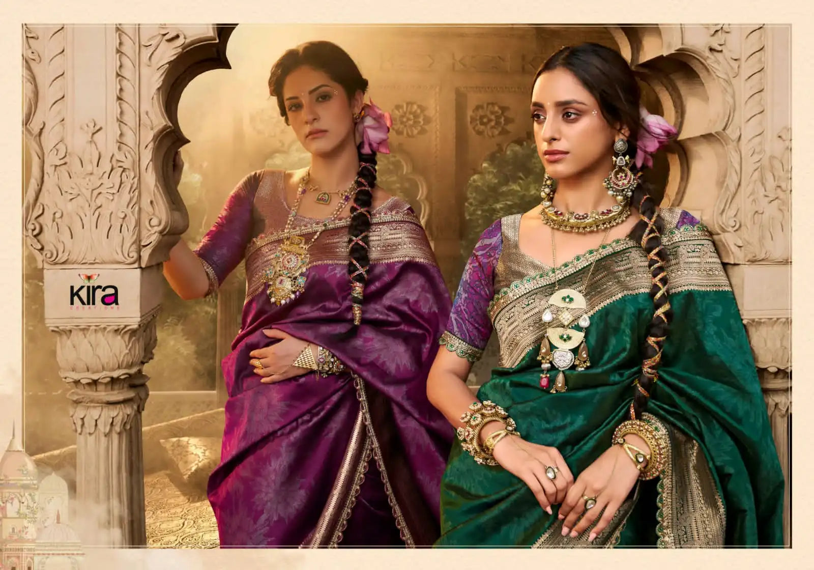 Kira Sarees Feature Luxurious Soft Banarasi Silk Fabric Renowned For Its Rich Texture And Elegant Sheen
